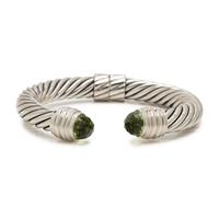 DAVID YURMAN, STERLING SILVER AND PRASIOLITE 'CABLE CLASSICS' CUFF BRACELET