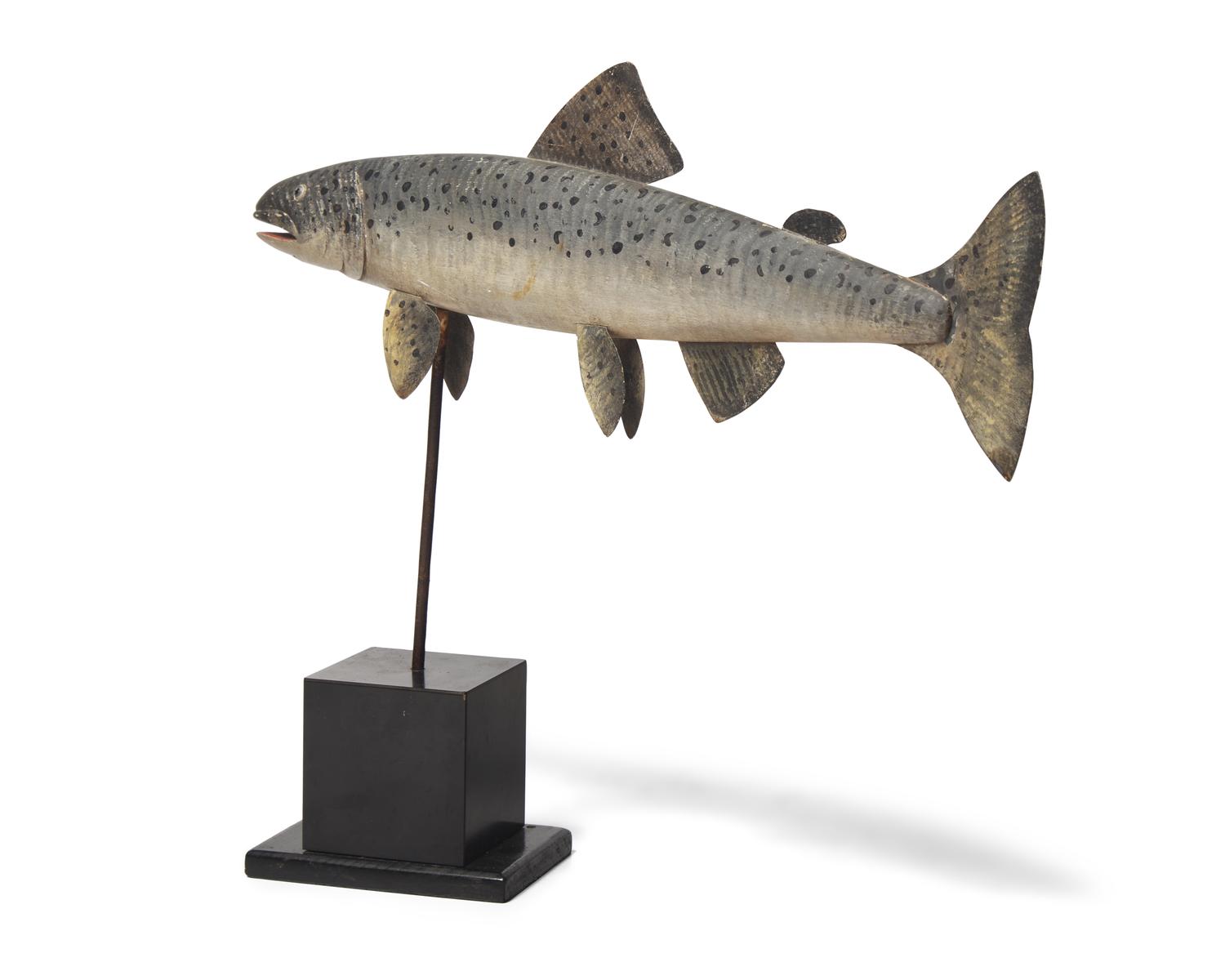 A Carved And Painted Trout