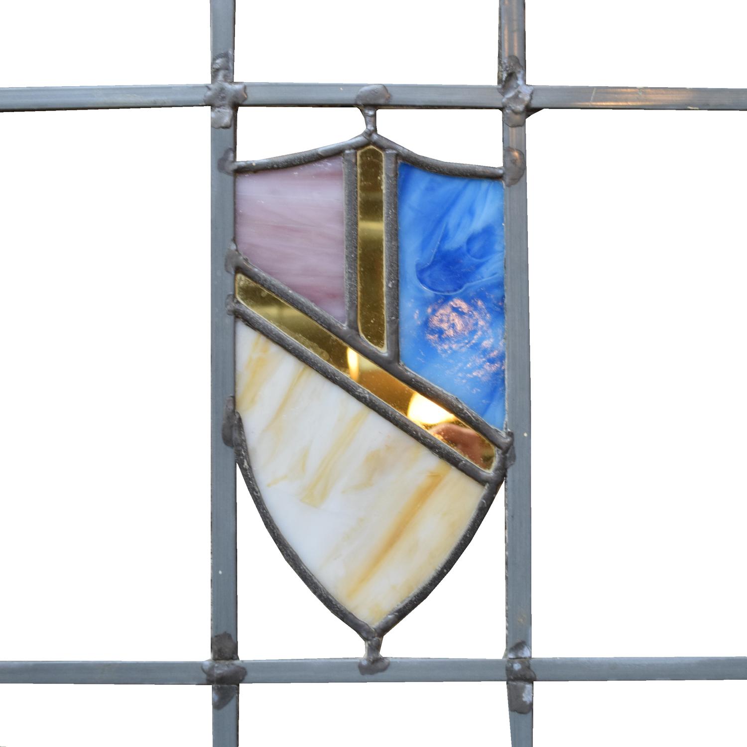 A Leaded and Stained Glass Door from a Chicago, IL. Bungalow 29.75" W x 1.5" D x 79" H — United States, Early 20th Century
