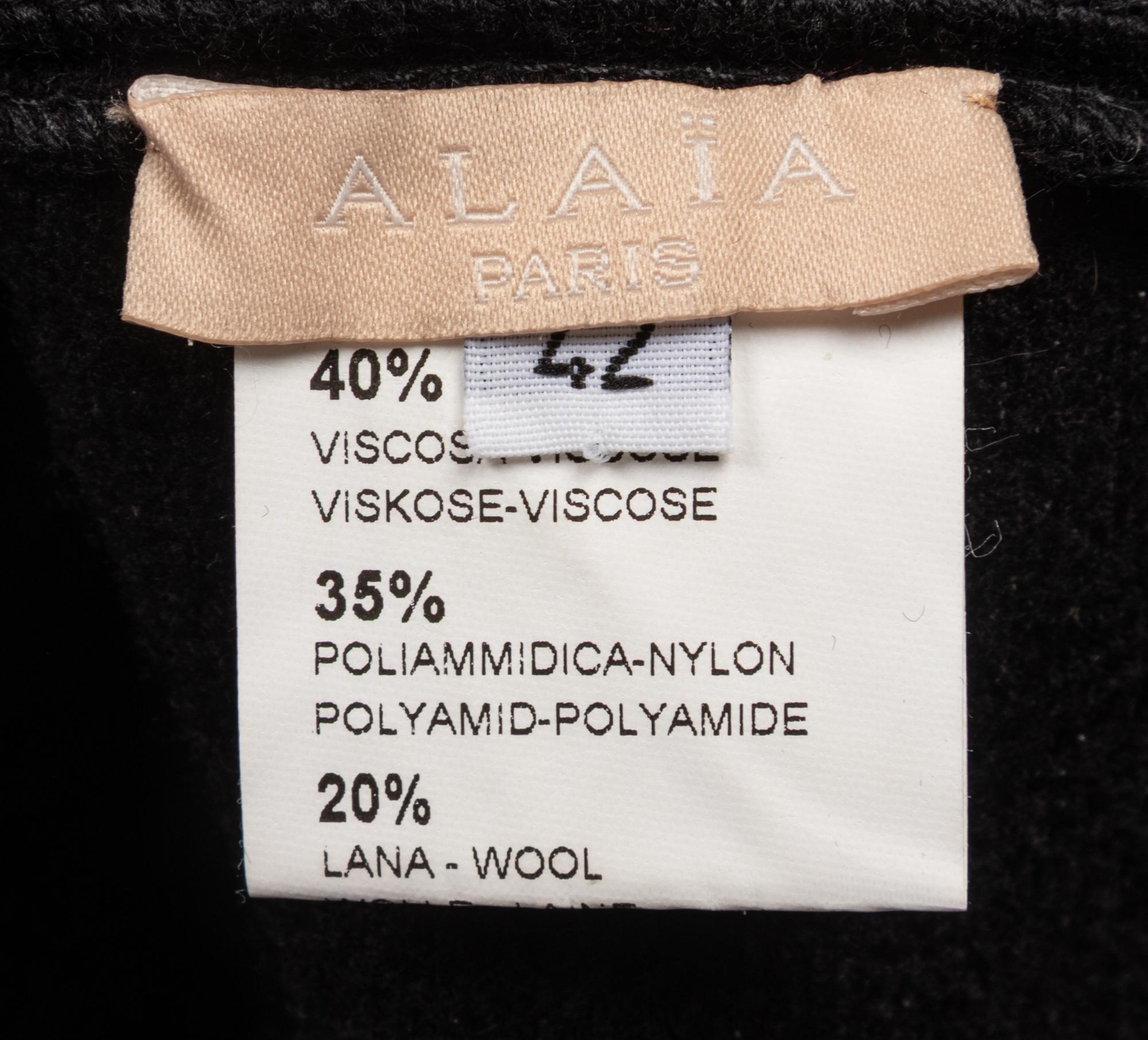 AlaÏa, Black Velvet Fleece Stretch Dress