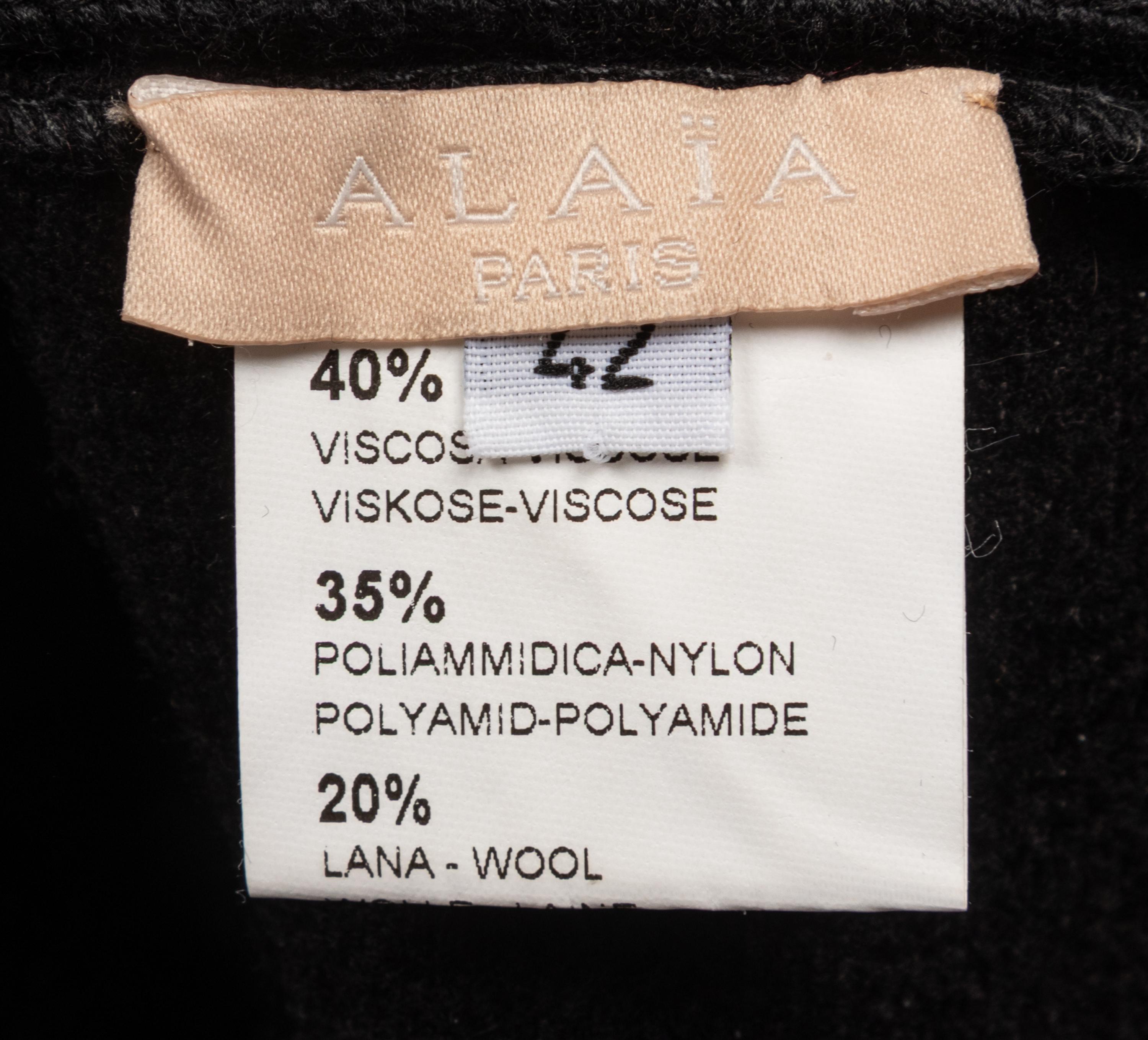 AlaÏa, Black Velvet Fleece Stretch Dress