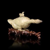 A Chinese Archaistic Jade "Goose" Vessel — 仿古玉鵝