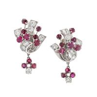 DIAMOND AND RUBY EARCLIPS