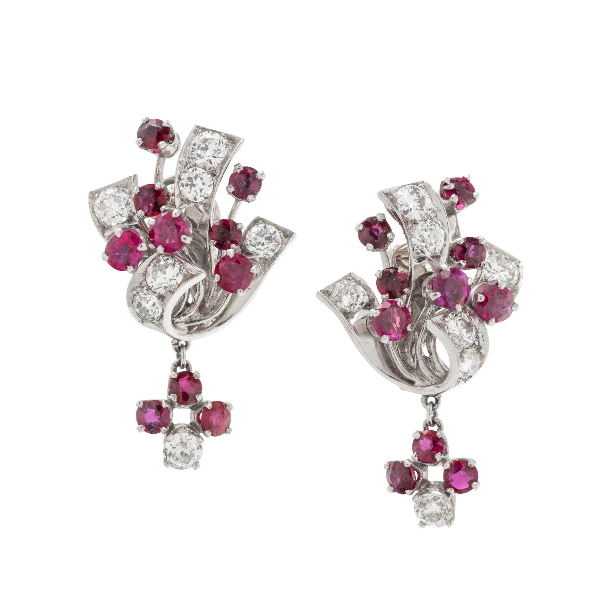 DIAMOND AND RUBY EARCLIPS