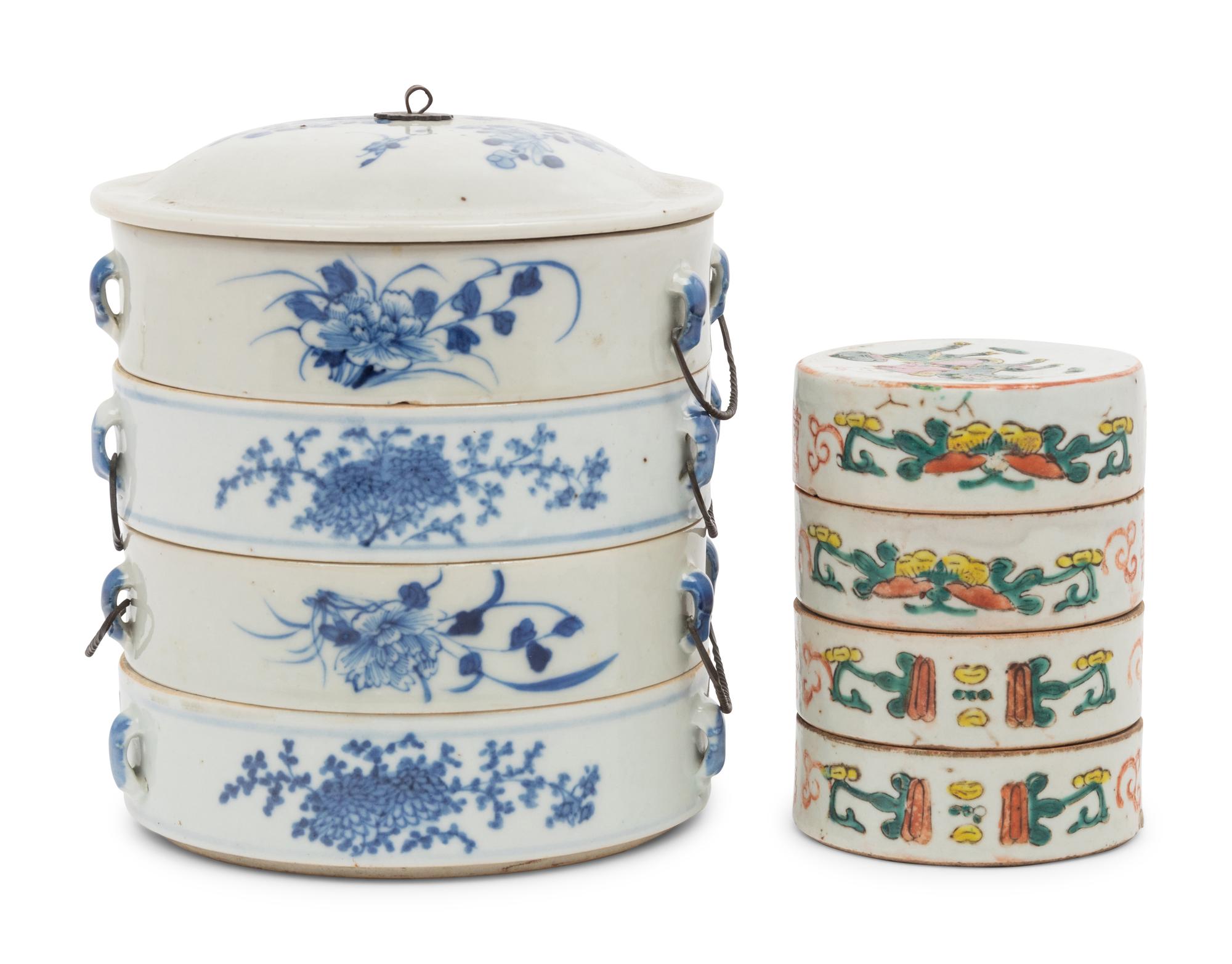 Two Chinese Porcelain Stacking Boxes