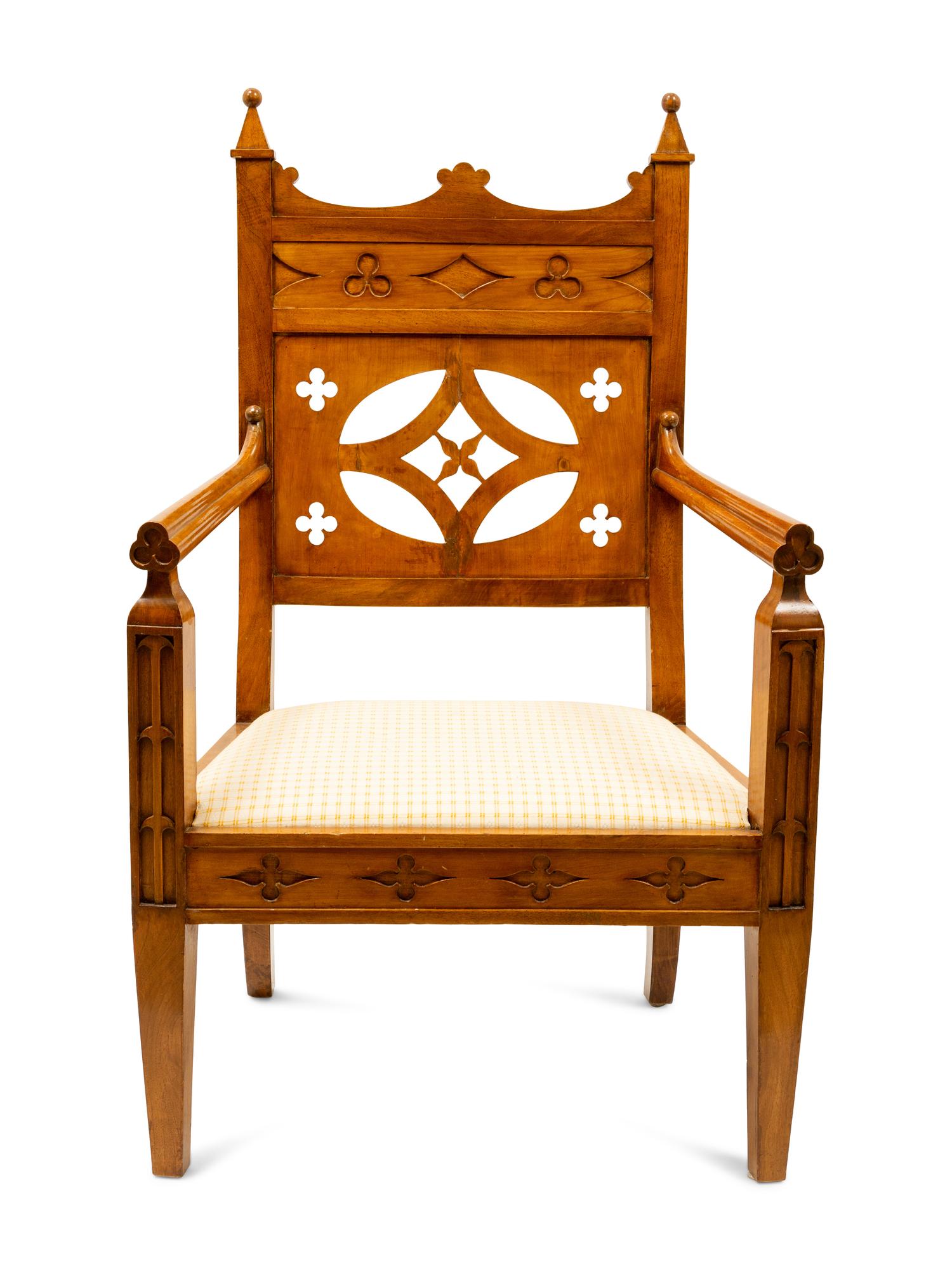 A Biedermeier Fruitwood Armchair