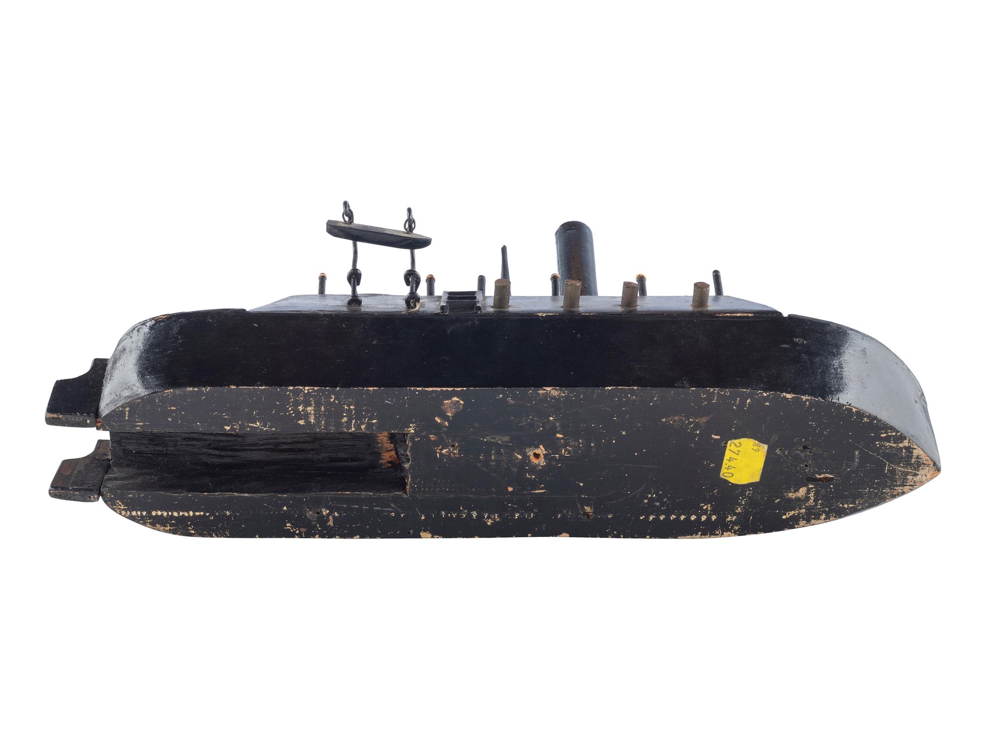[CIVIL WAR]. A late 19th-century ebonized model of a Mississippi Squadron gunboat.