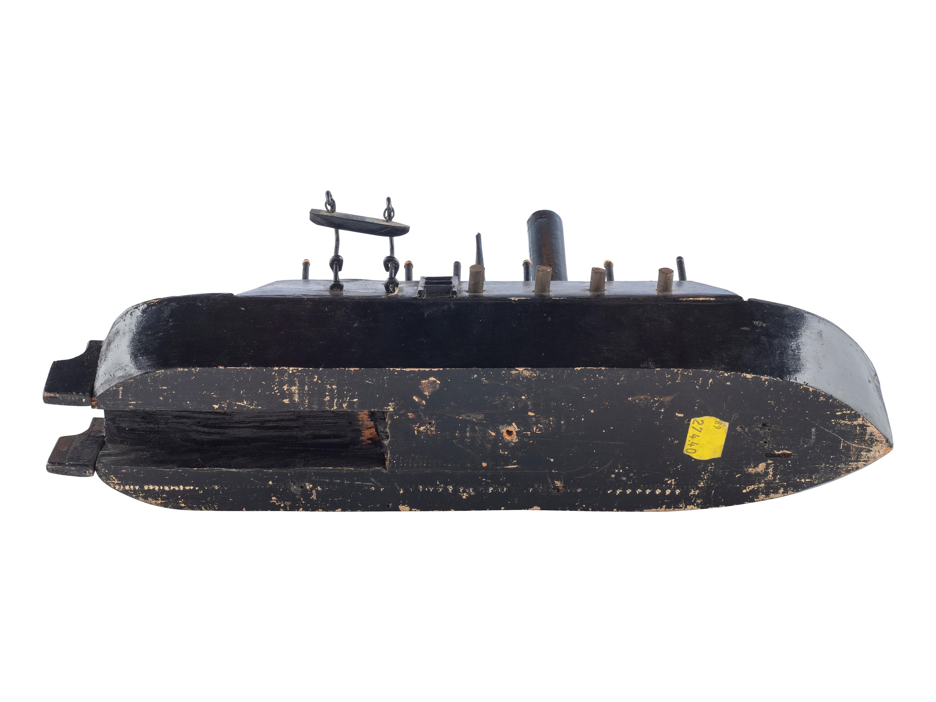 [CIVIL WAR]. A late 19th-century ebonized model of a Mississippi Squadron gunboat.