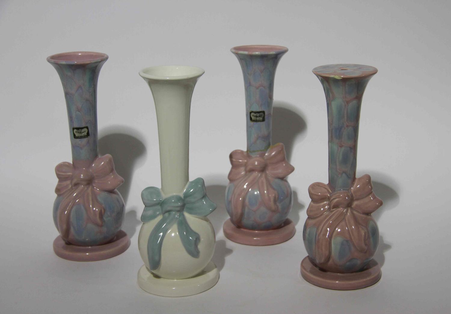 Four Haeger Pottery Vases Height 13 3/4 inches.