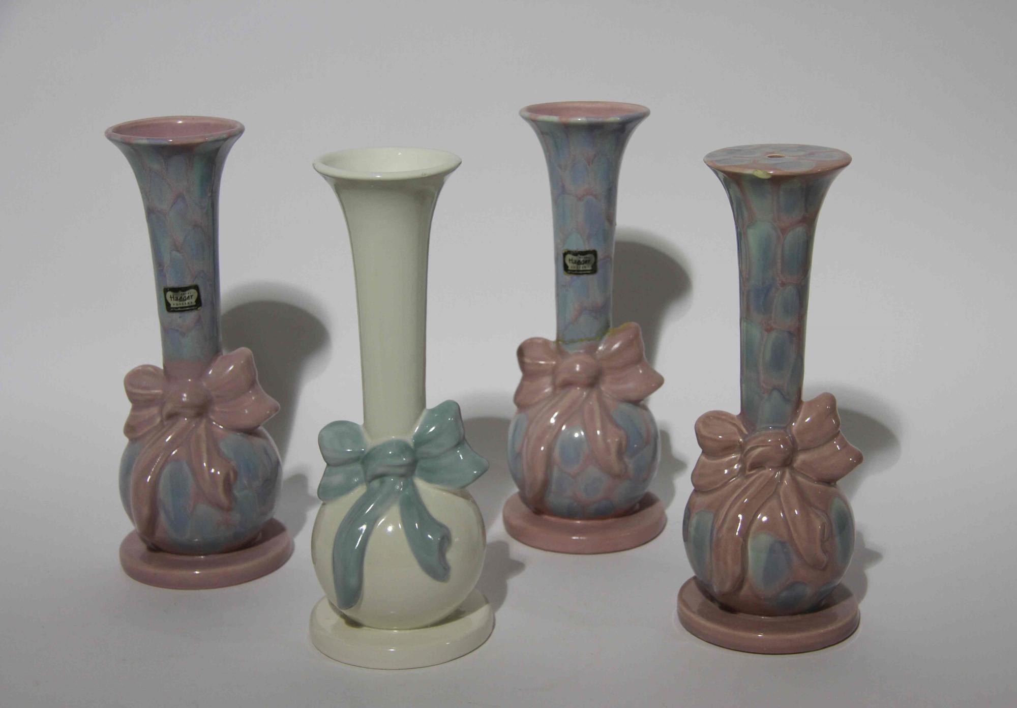 Four Haeger Pottery Vases Height 13 3/4 inches.