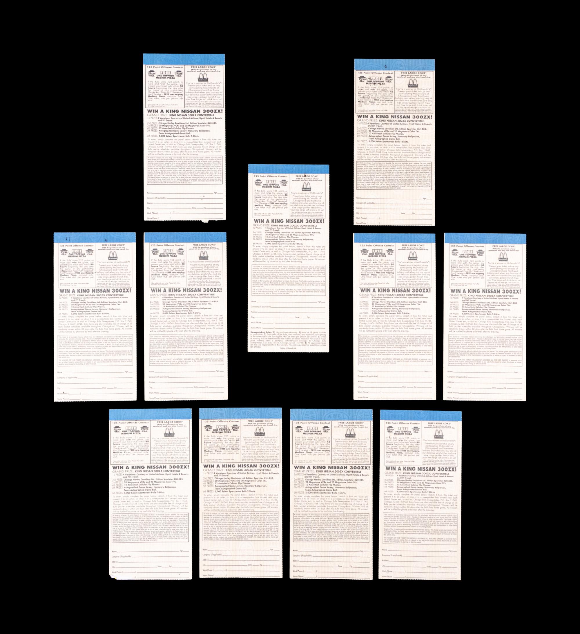 A Group of 11 Michael Jordan Chicago Bulls Tickets from the 1994-95 Season,