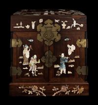 A Chinese Mother-of-Pearl Inlaid Huanghuali Seal Chest