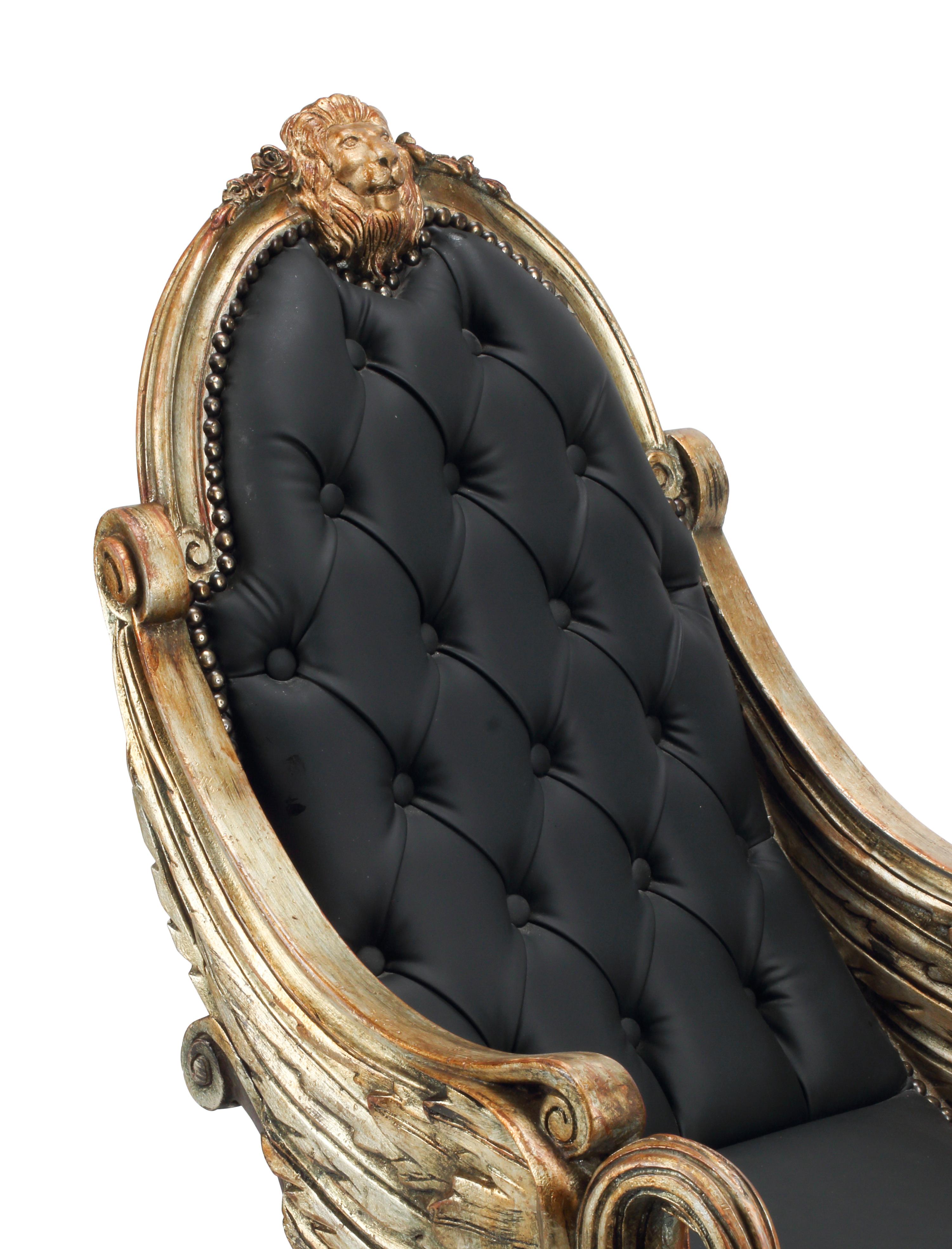 An Italian "Grotto" Style Carved Giltwood Rocking Chair