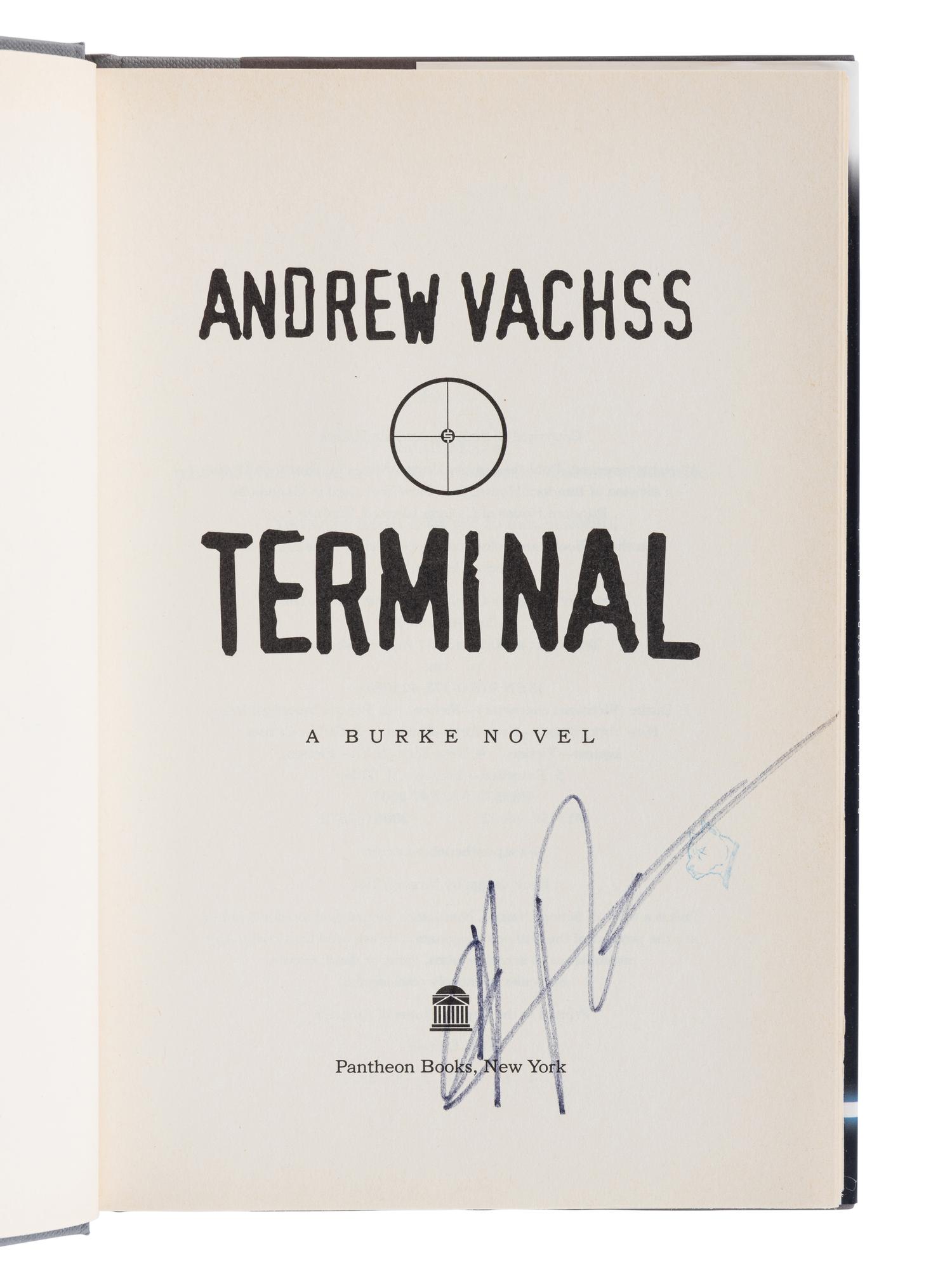 VACHSS, Andrew (1942-2021). A group of 8 works by Vachss, ALL FIRST EDITIONS, ALL SIGNED OR INSCRIBED, comprising: