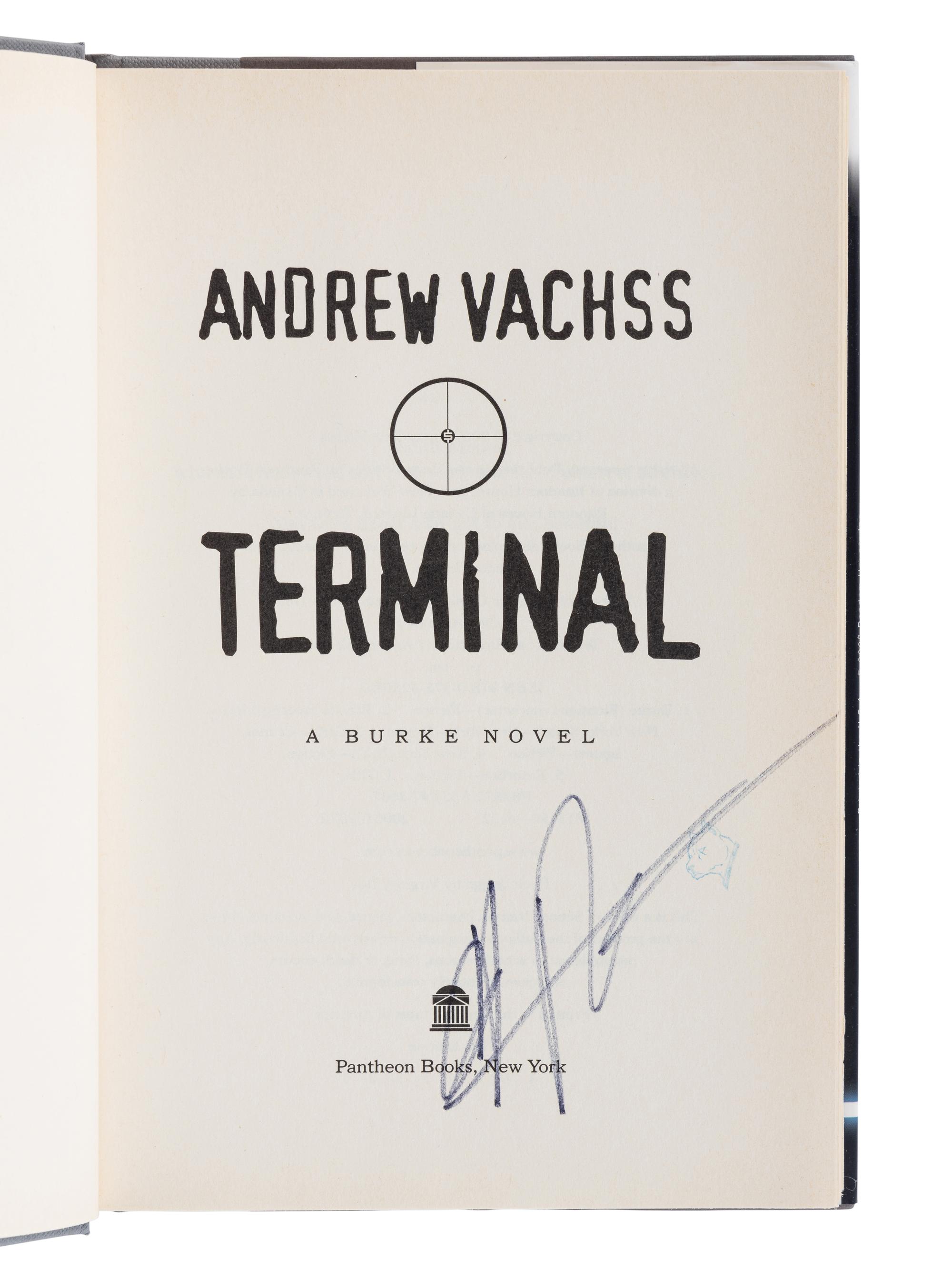VACHSS, Andrew (1942-2021). A group of 8 works by Vachss, ALL FIRST EDITIONS, ALL SIGNED OR INSCRIBED, comprising: