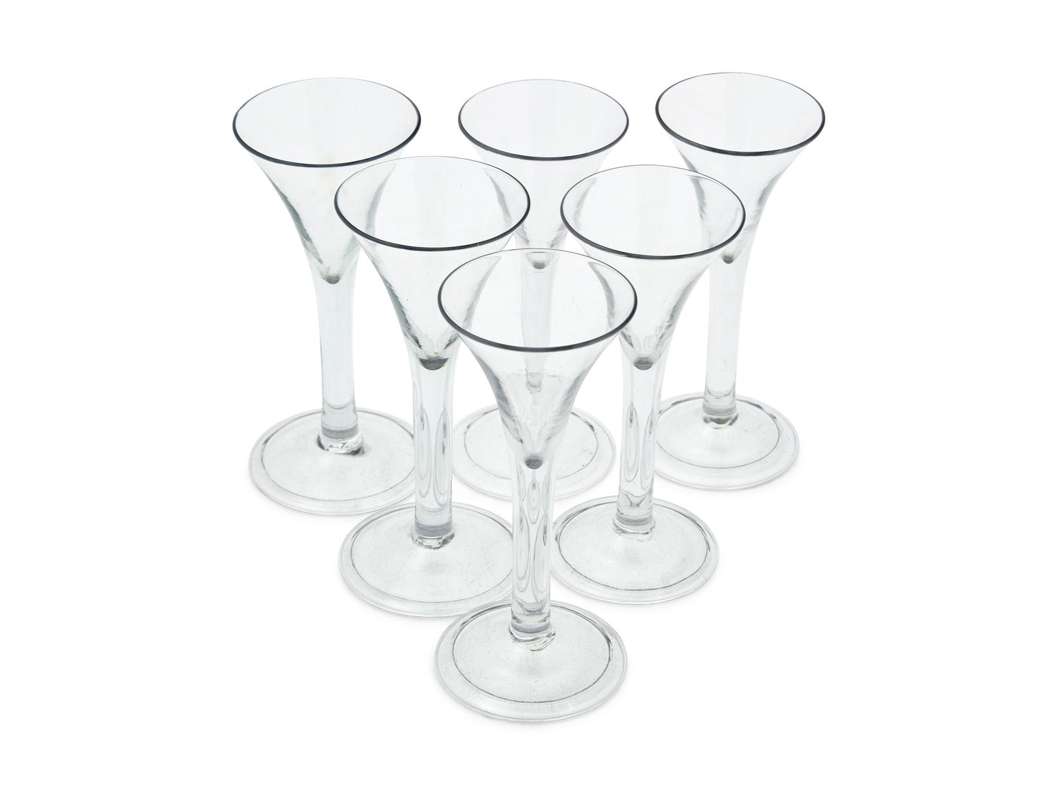 A Set of Six George III Blown Wine Glasses