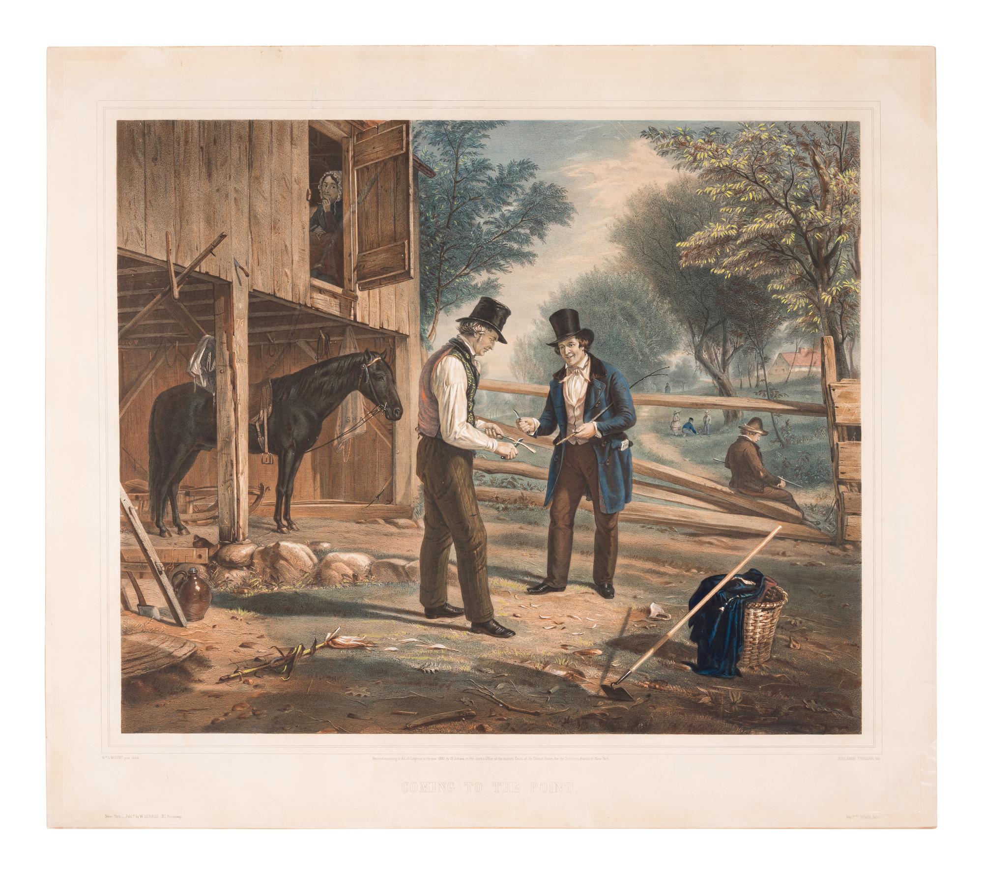 MOUNT, William Sidney (1807-1868), after. -- Soulange Teissier, lithographer. Coming to the Point . New York: William Schaus, 1855.