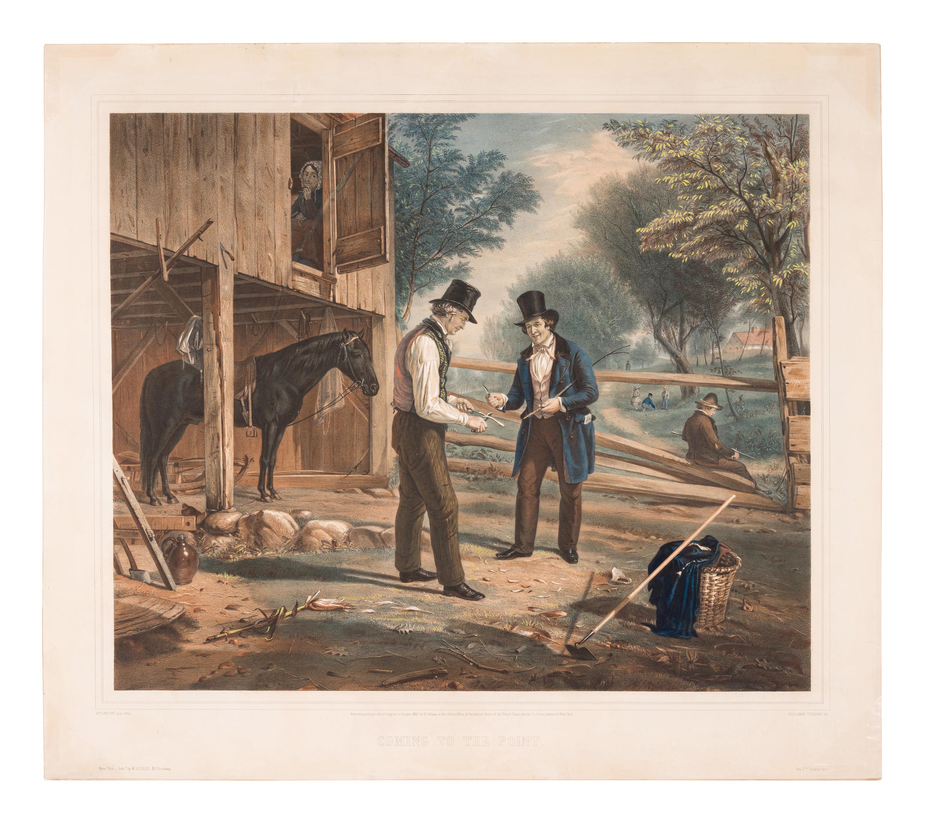 MOUNT, William Sidney (1807-1868), after. -- Soulange Teissier, lithographer. Coming to the Point . New York: William Schaus, 1855.