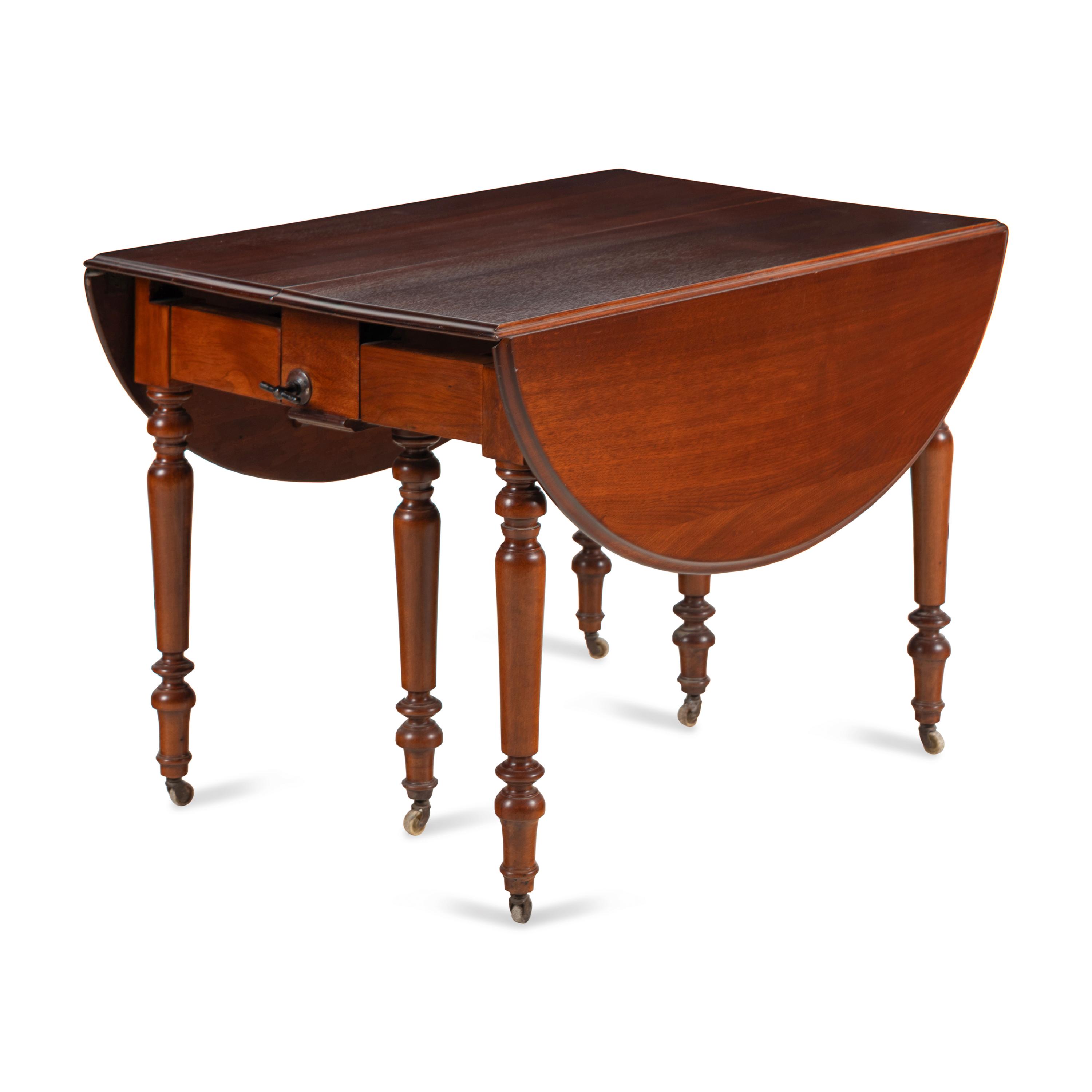 An American Walnut Mechanical Metamorphic Dining Table