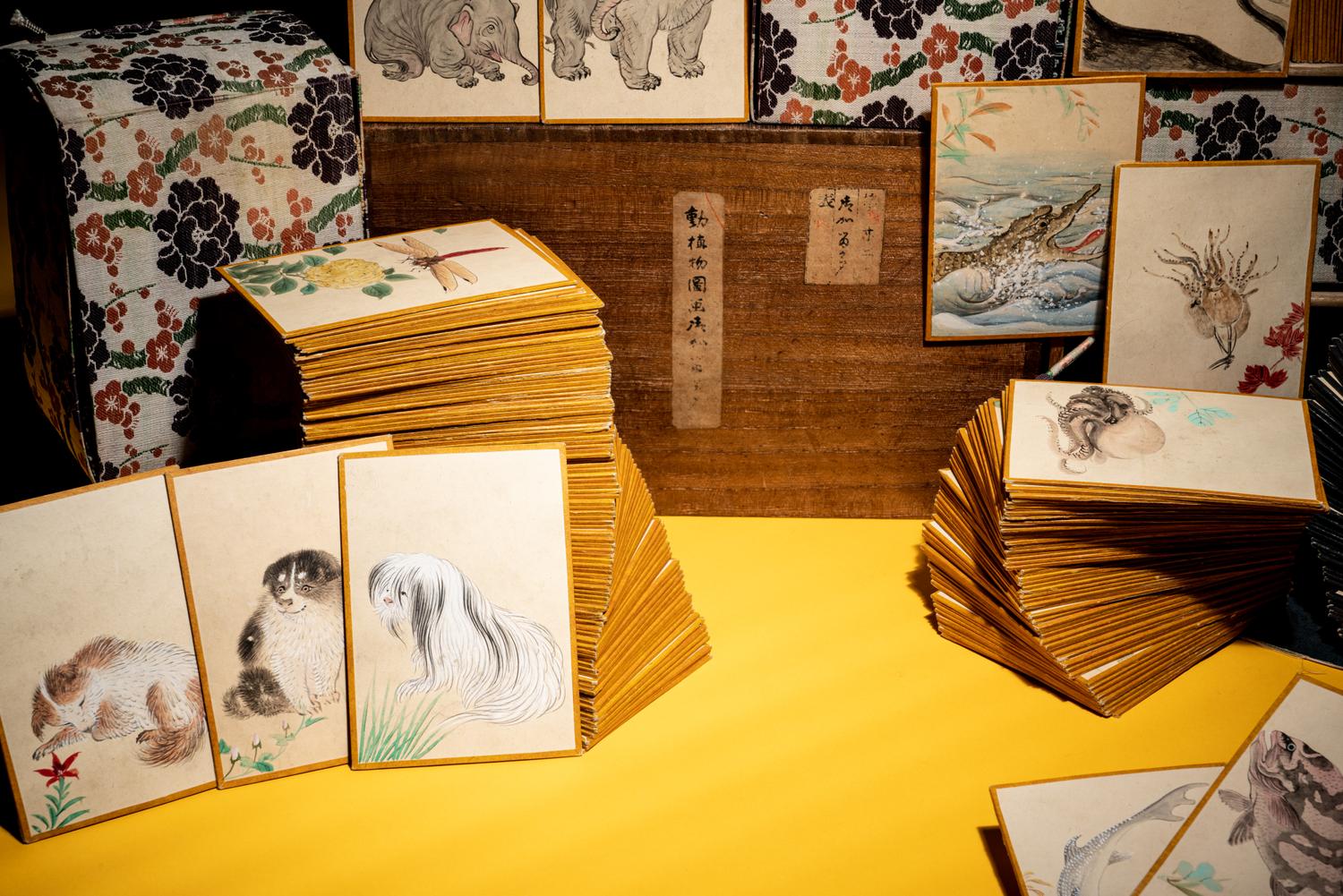 Four Sets of Japanese E-awase Karuta Playing Cards by Maruyama Oritsu (1817-1875), Nagasawa Roho (Mid-19th Century), Hara Zaisho (1813-1871) and Kishi Gantai (1782-1865)