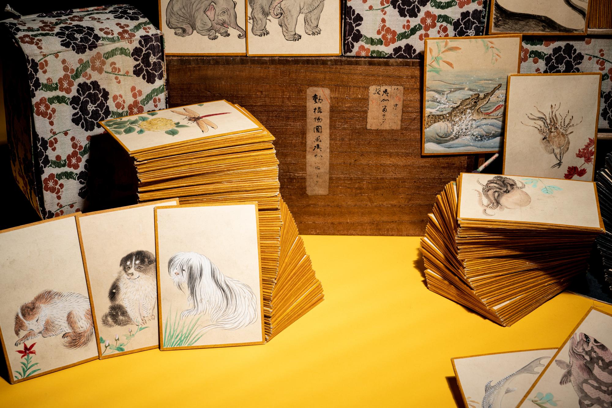 Four Sets of Japanese E-awase Karuta Playing Cards by Maruyama Oritsu (1817-1875), Nagasawa Roho (Mid-19th Century), Hara Zaisho (1813-1871) and Kishi Gantai (1782-1865)