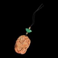 A Chinese Carved Coral 'Bogu' Pendant, Qing Dynasty — 清 博古圖珊瑚佩