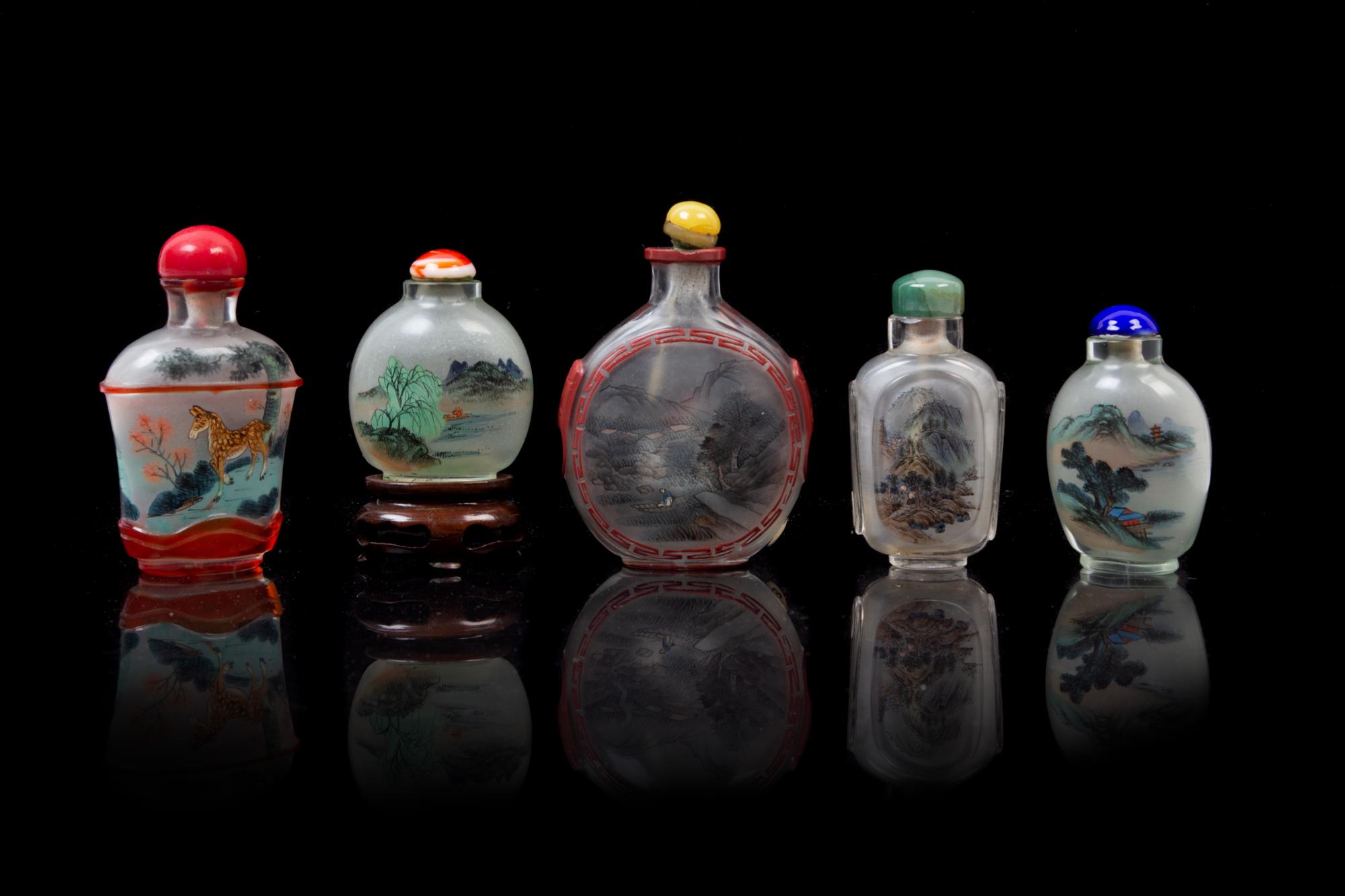 Five Chinese Inside Painted Glass Snuff Bottles