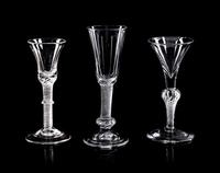 A Collection of Nine English Air Twist Wine and Ale Glasses