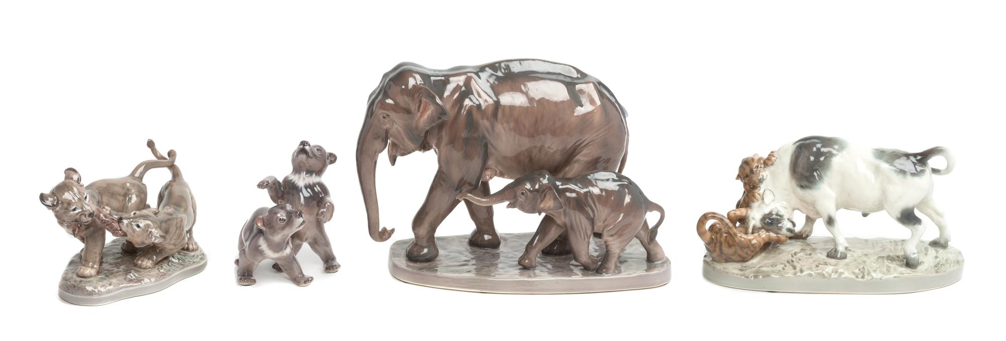 Four Dahl Jensen Copenhagen Porcelain Figural Groups Width of widest 12 inches. — 20TH CENTURY