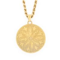 YELLOW GOLD, DIAMOND, AND ENAMEL TAURUS ZODIAC PENDANT NECKLACE