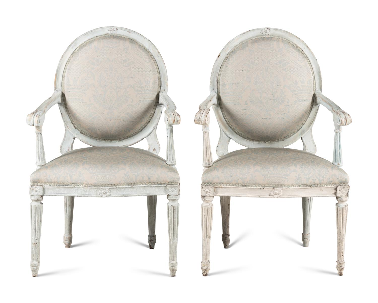 A Pair of Louis Philippe White Painted Fauteuils