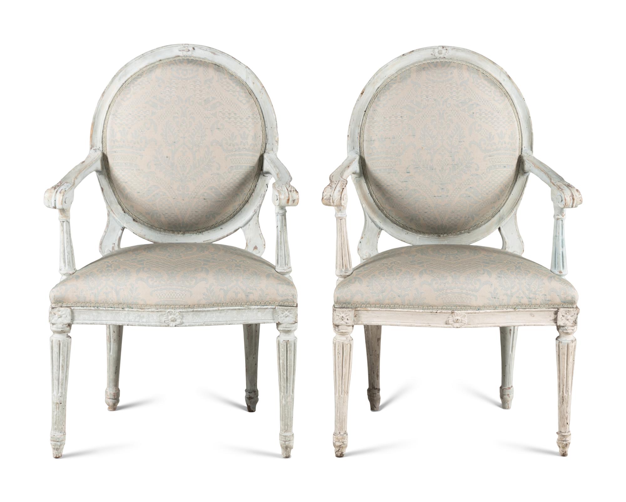 A Pair of Louis Philippe White Painted Fauteuils