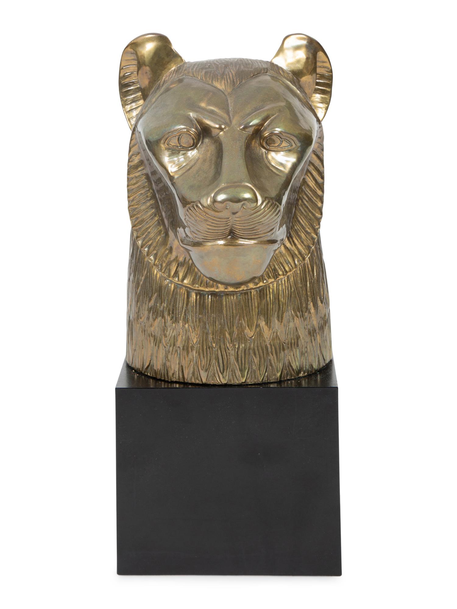 A Contemporary Metal Bust of a Lioness — 20TH CENTURY