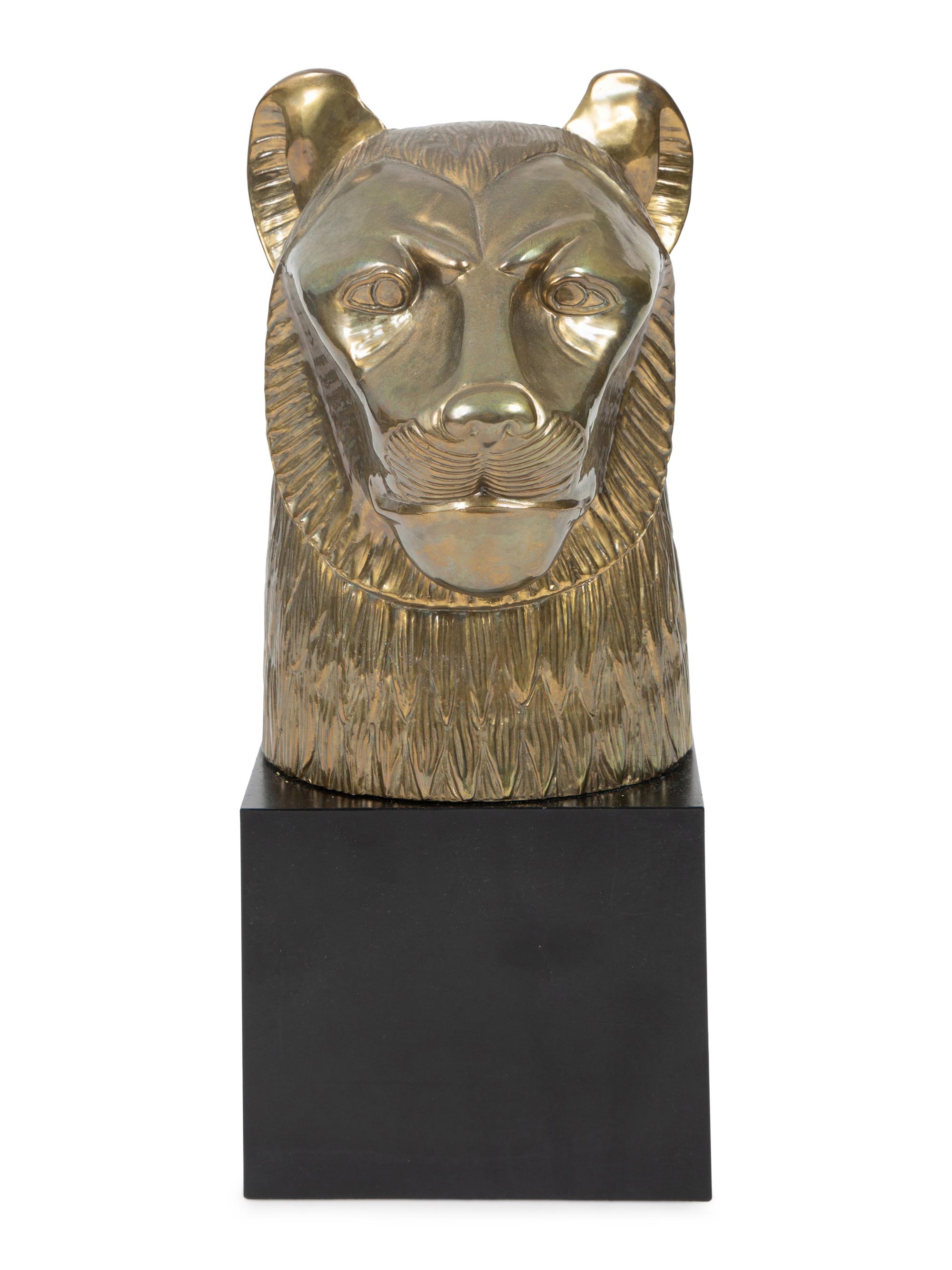 A Contemporary Metal Bust of a Lioness — 20TH CENTURY