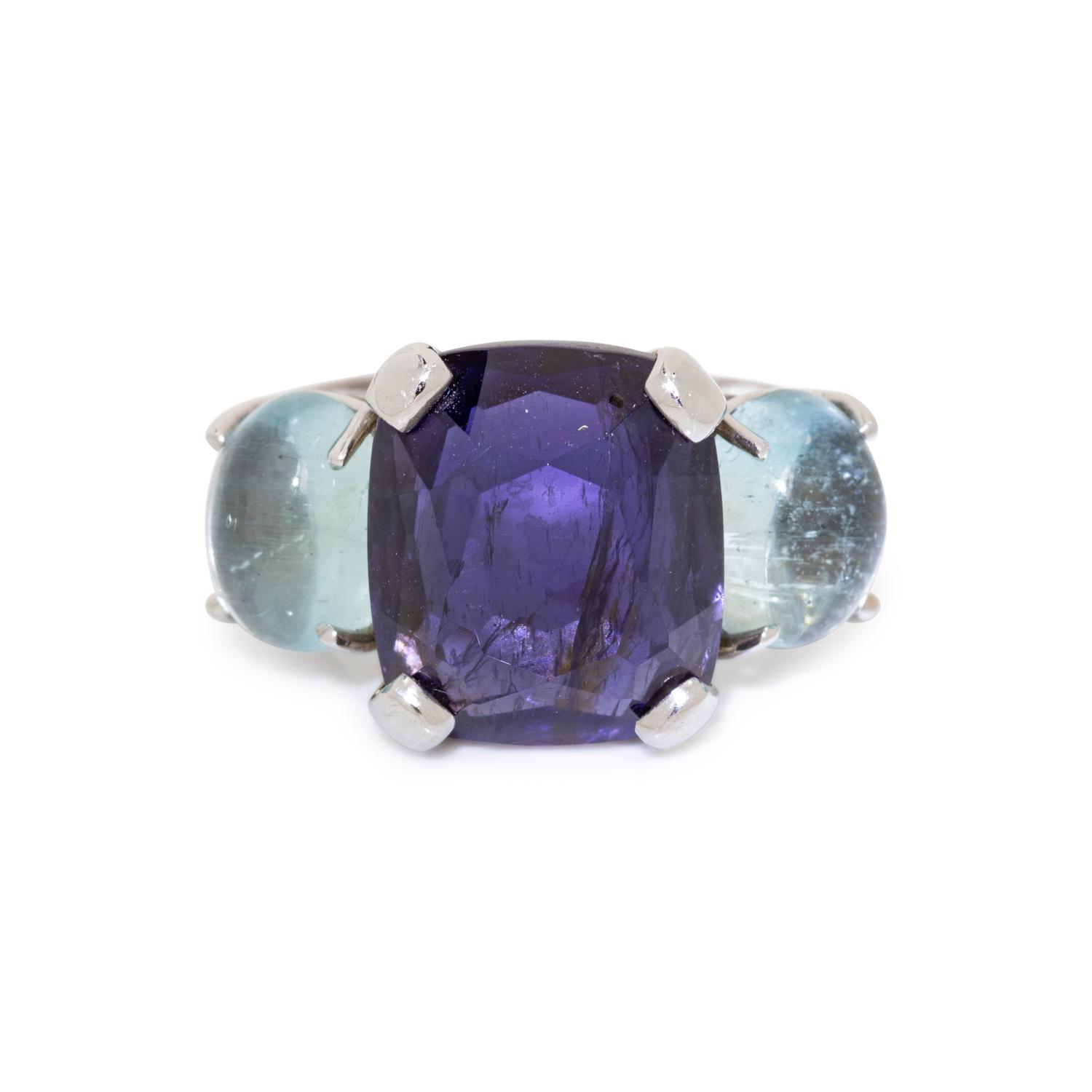 SEAMAN SCHEPPS, IOLITE, AQUAMARINE AND DIAMOND RING