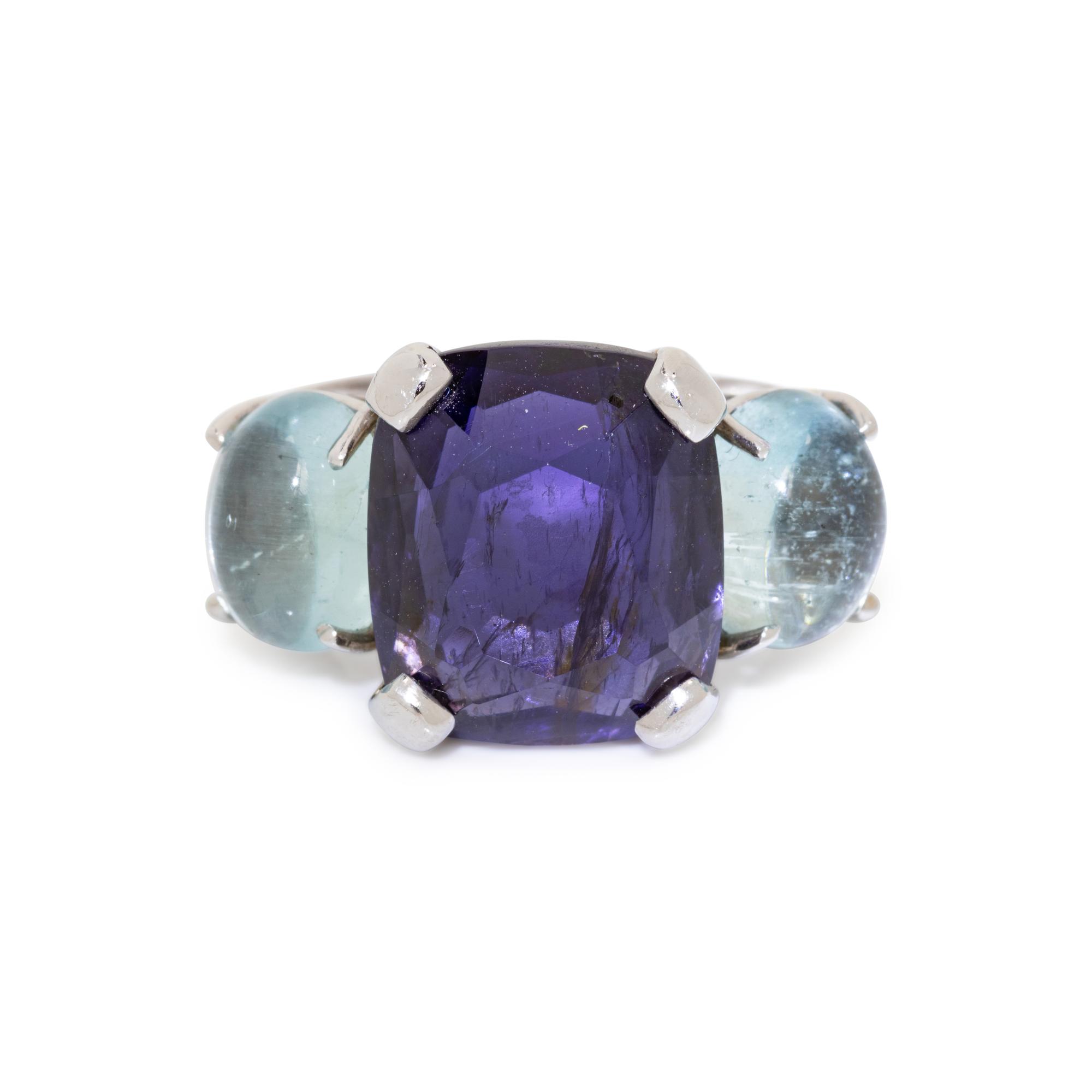 SEAMAN SCHEPPS, IOLITE, AQUAMARINE AND DIAMOND RING