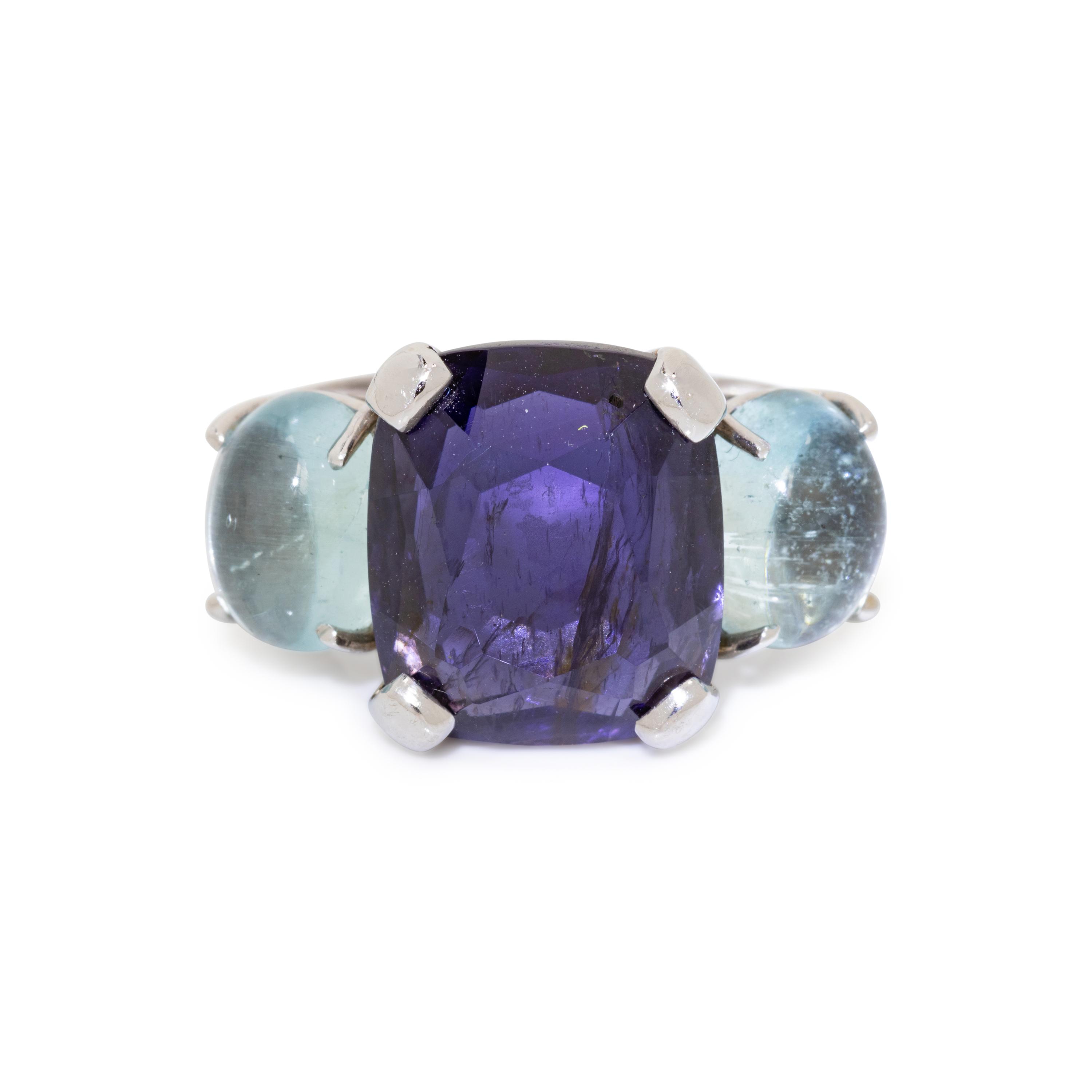 SEAMAN SCHEPPS, IOLITE, AQUAMARINE AND DIAMOND RING