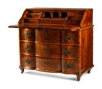 An Austrian Crossbanded Burl Walnut Slant-Front Bureau