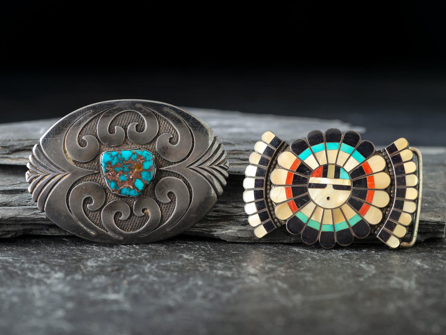 Zuni and Hopi Silver Belt Buckles