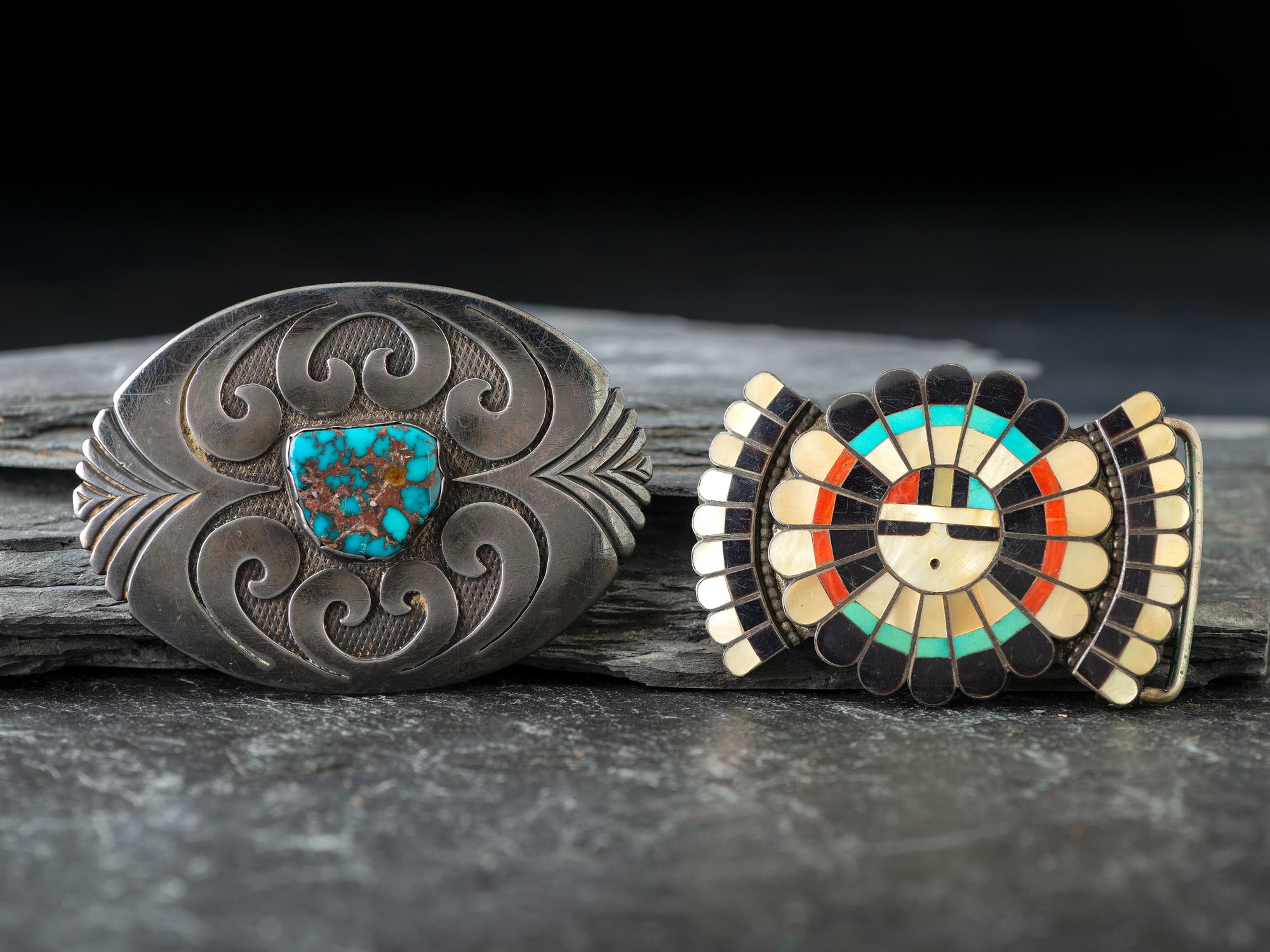 Zuni and Hopi Silver Belt Buckles