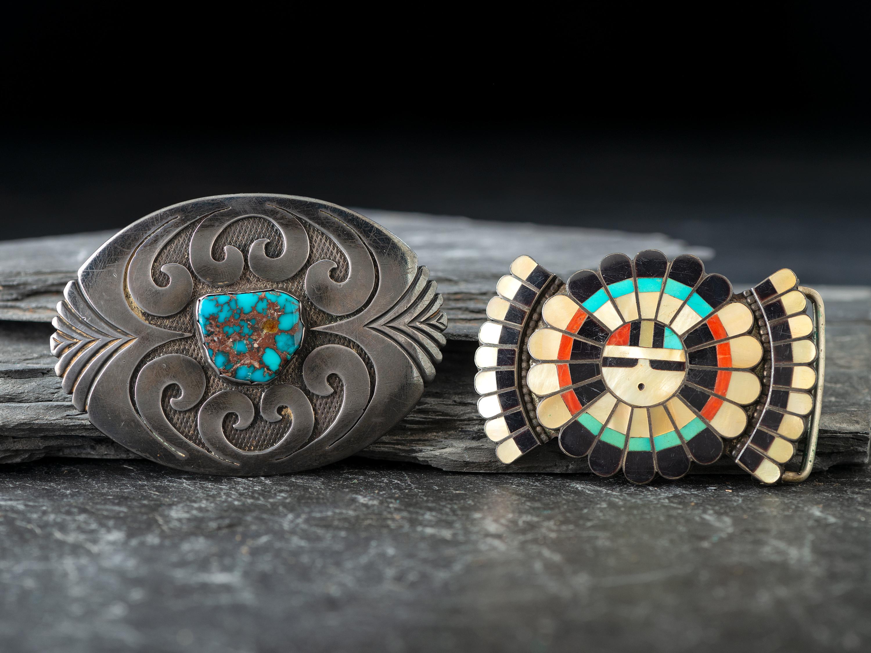Zuni and Hopi Silver Belt Buckles