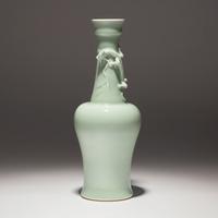 A Chinese Celadon Glazed 'Chilong' Vase, Yongzheng Mark — 雍正款 粉青釉盤螭龍長頸瓶