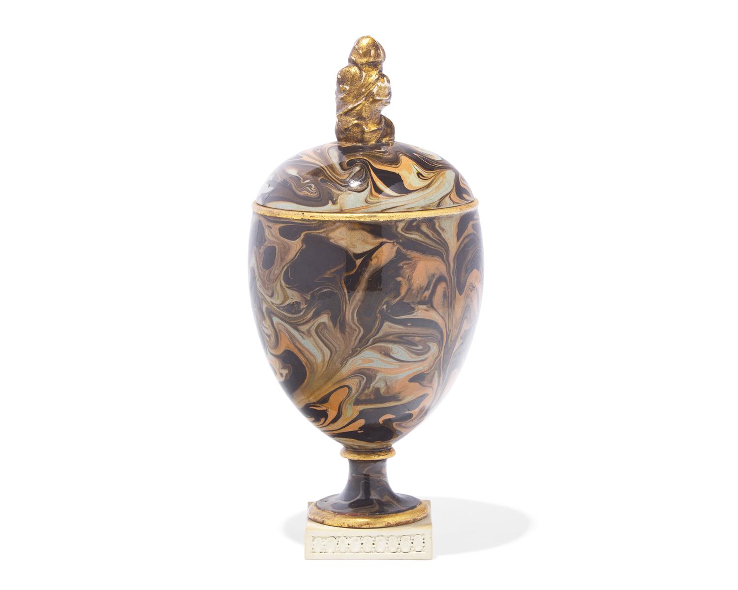 A Wedgwood and Bentley Agateware Covered Urn