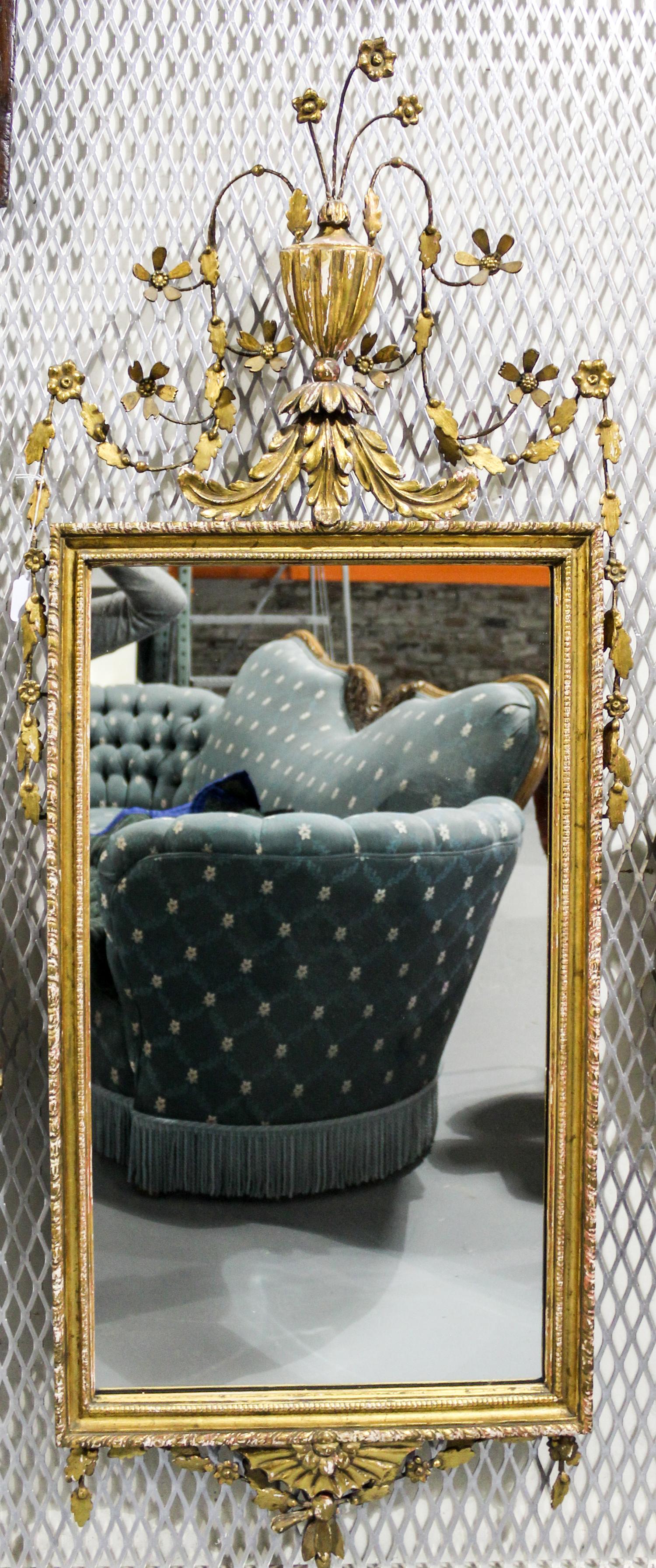 A Continental Gilt Pier Mirror Height 53 1/2 x width 21 1/2 inches. — 20TH CENTURY