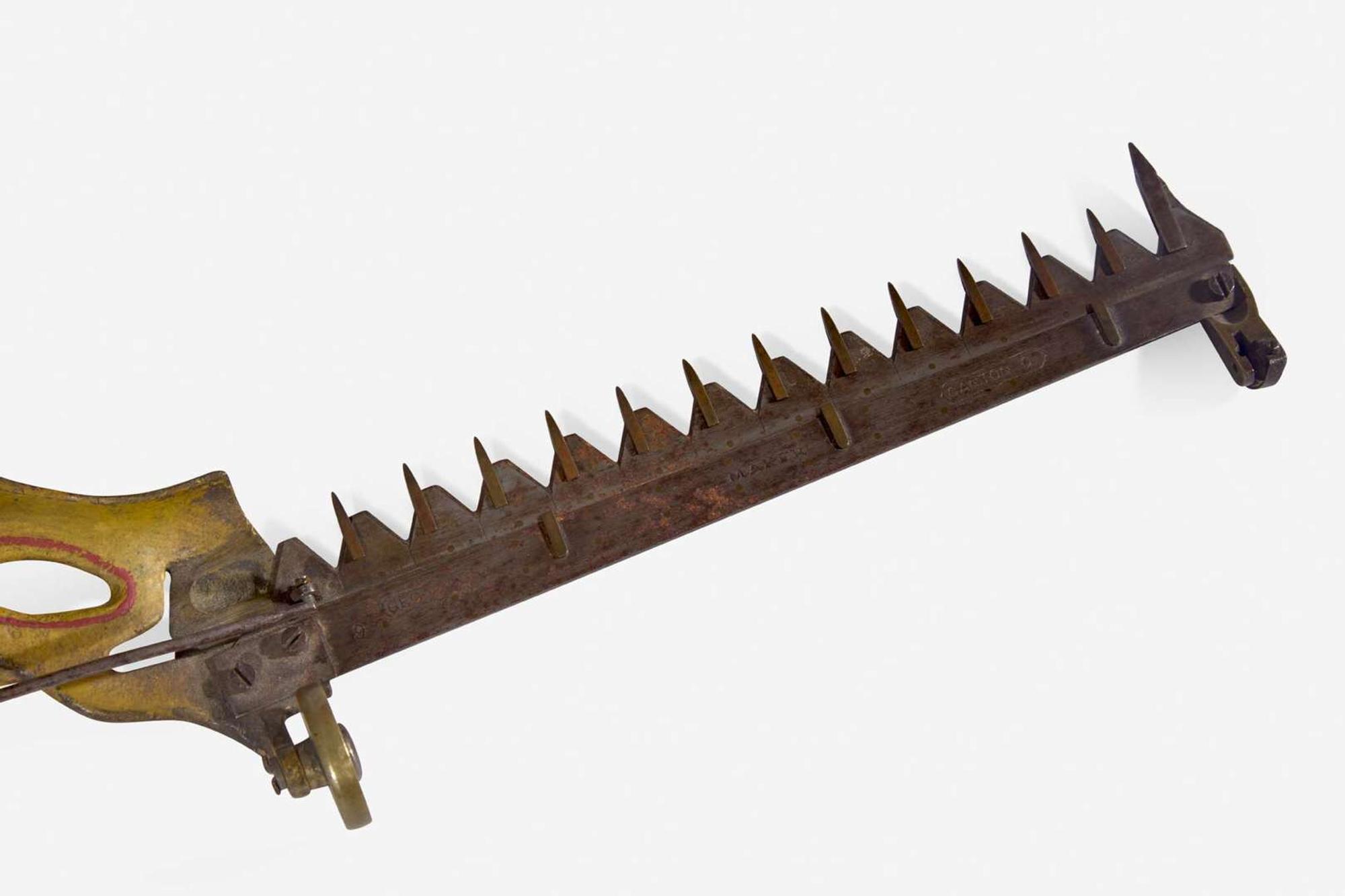 A scale model wood, brass, and painted iron hay cutter / mower George Gibbs (b. circa 1829), Canton, OH, circa 1870
