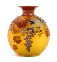 Emile Galle, (French, 1846-1904), a mold blown cameo glass vase, with grape decoration