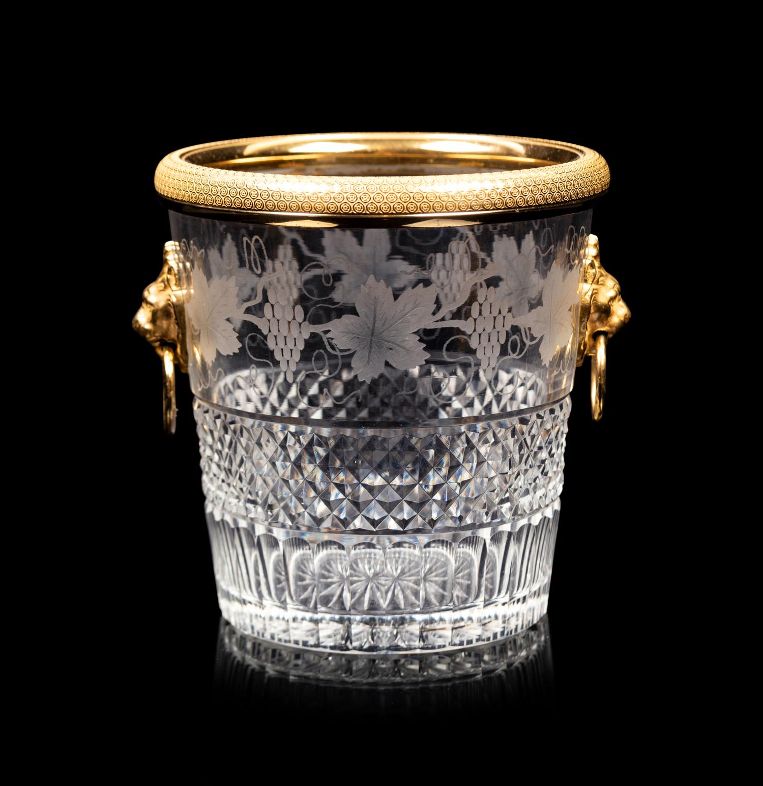 A Gilt Metal Mounted Cut Glass Ice Bucket