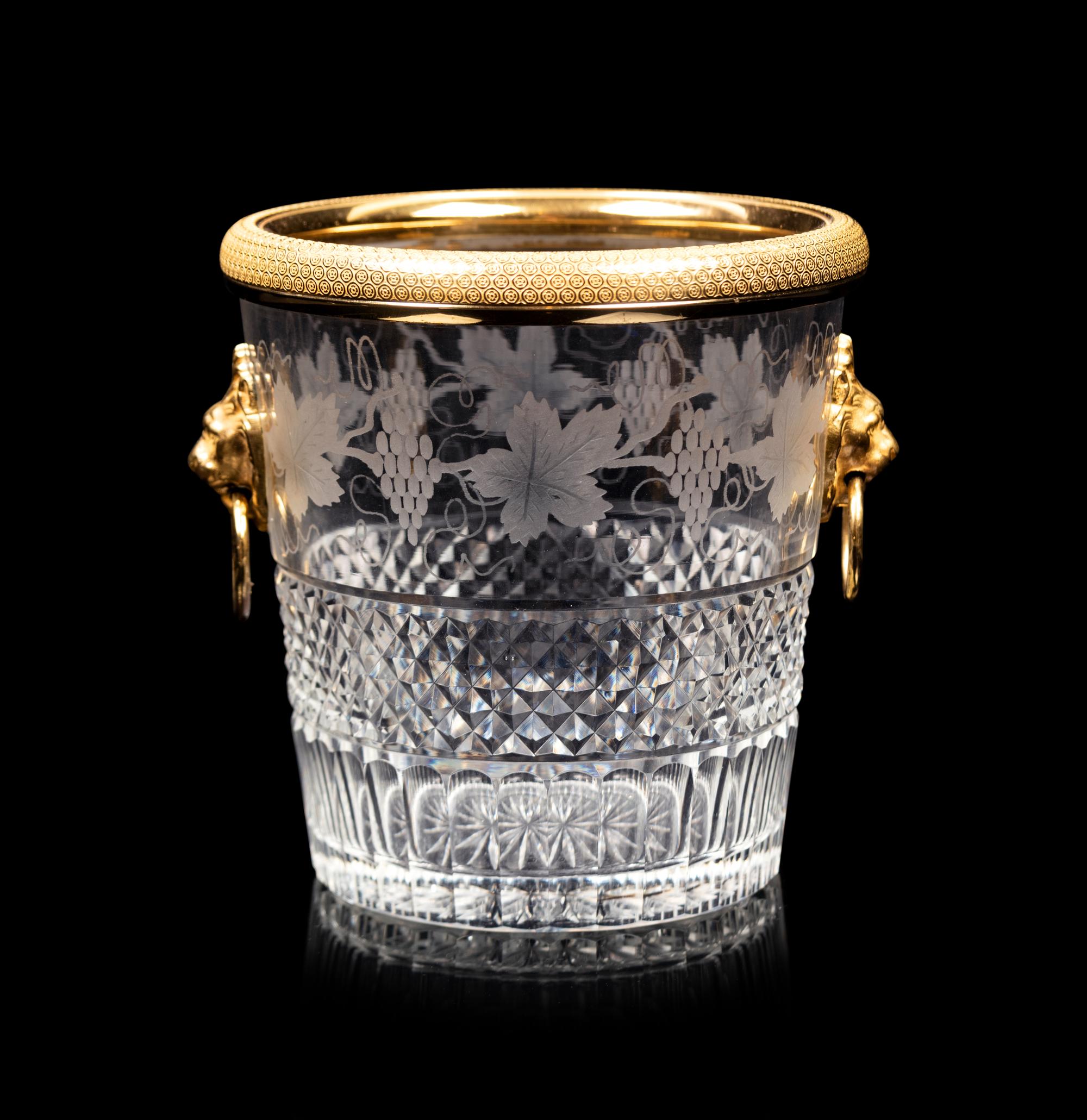 A Gilt Metal Mounted Cut Glass Ice Bucket