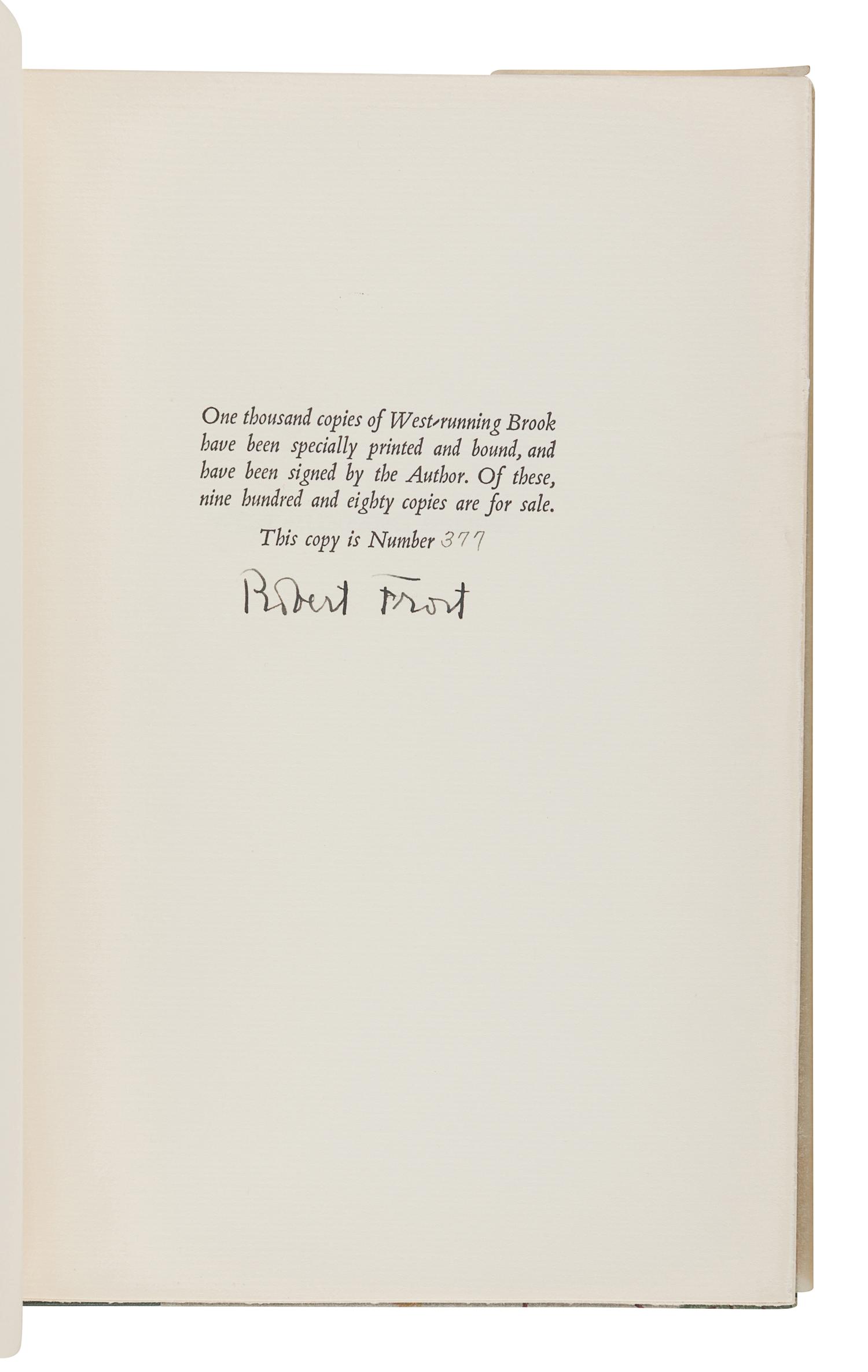FROST, Robert (1874-1963). A group of 7 signed limited editions, comprising: