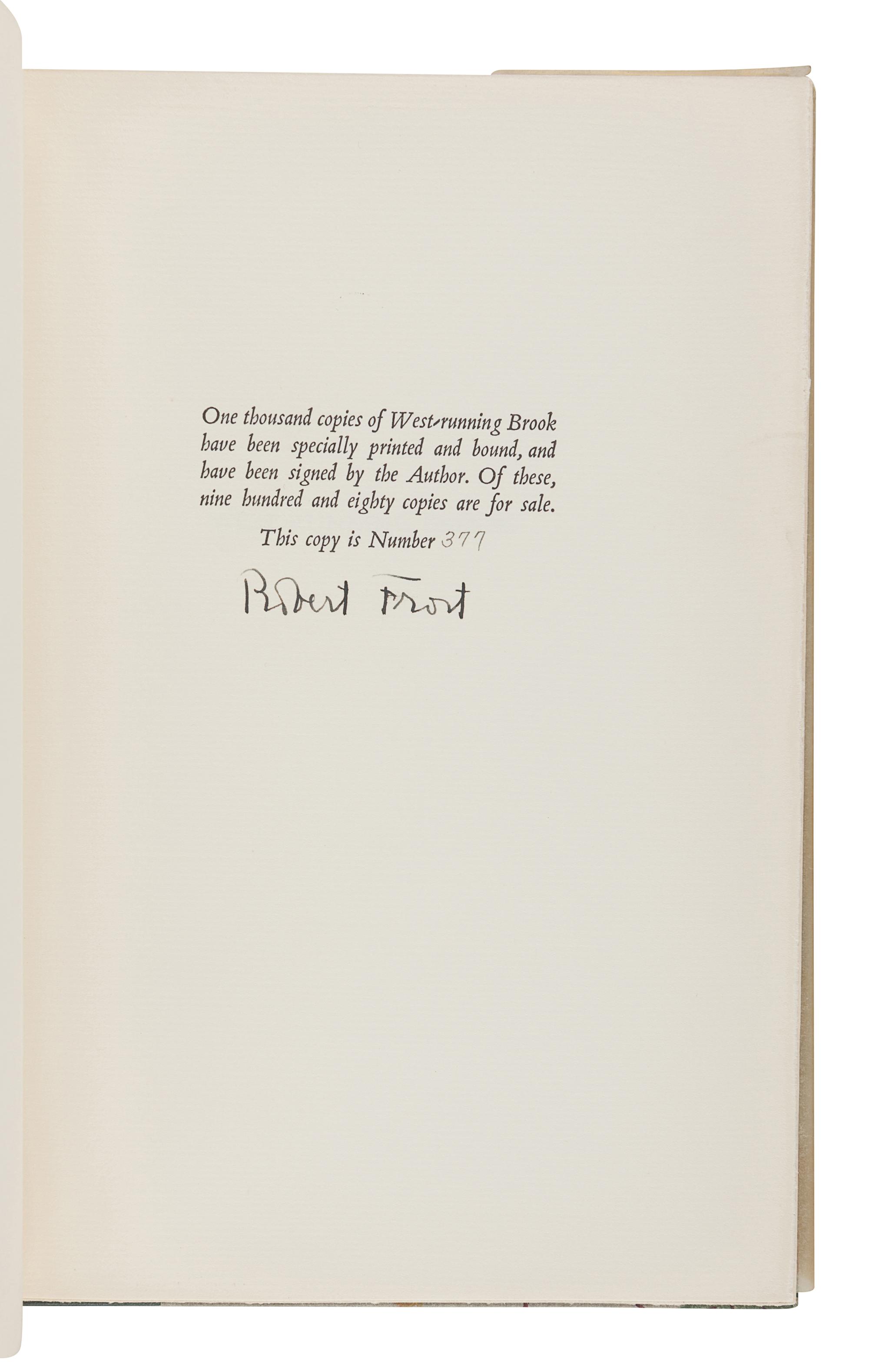 FROST, Robert (1874-1963). A group of 7 signed limited editions, comprising: